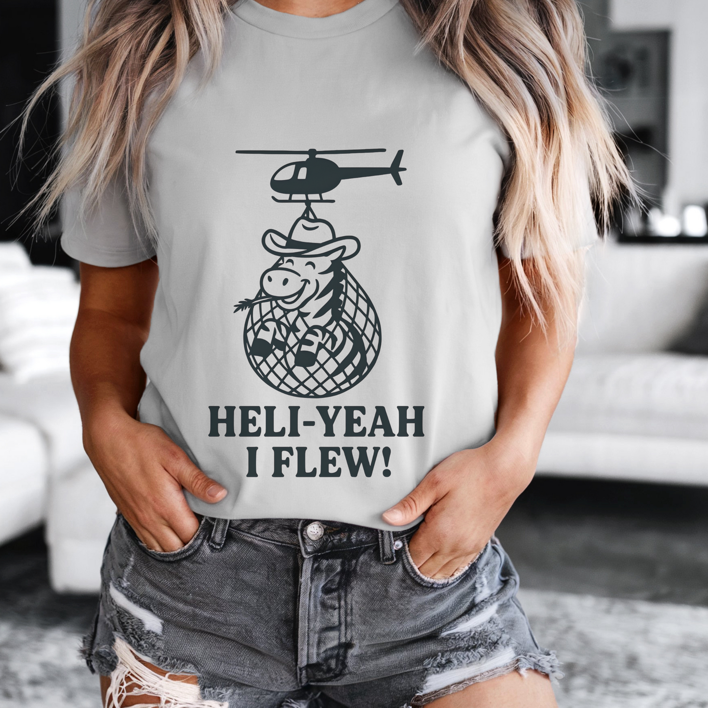 Funny Zebra Escape Shirt | “Heli-Yeah I Flew” Viral Ed Tee | Rutherford County Animal Fugitive Gift | Equestrian Humor for Flight-Risk Fans