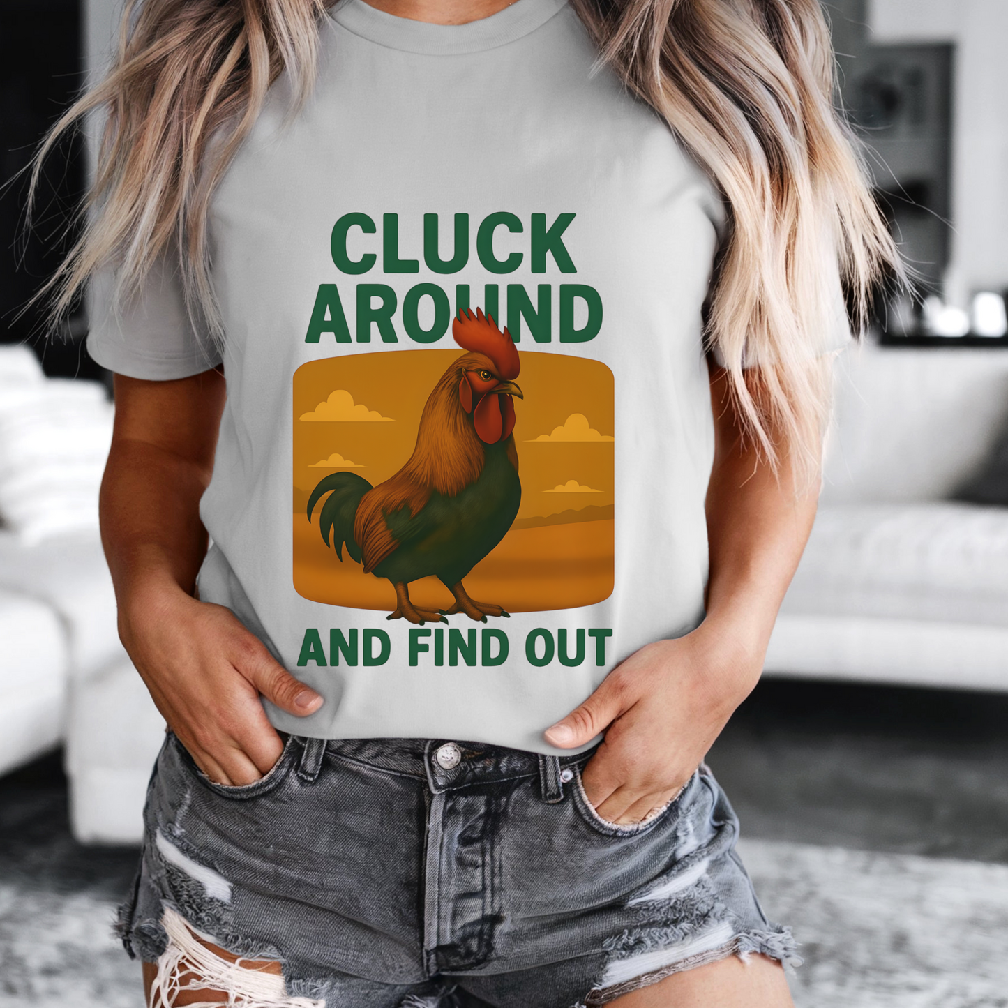 Cluck Around & Find Out Rooster Shirt – Funny Farm Animal Graphic Tee, Rustic Country Style, Vintage Humor Western T-Shirt, Sarcastic Cowgirl Gift