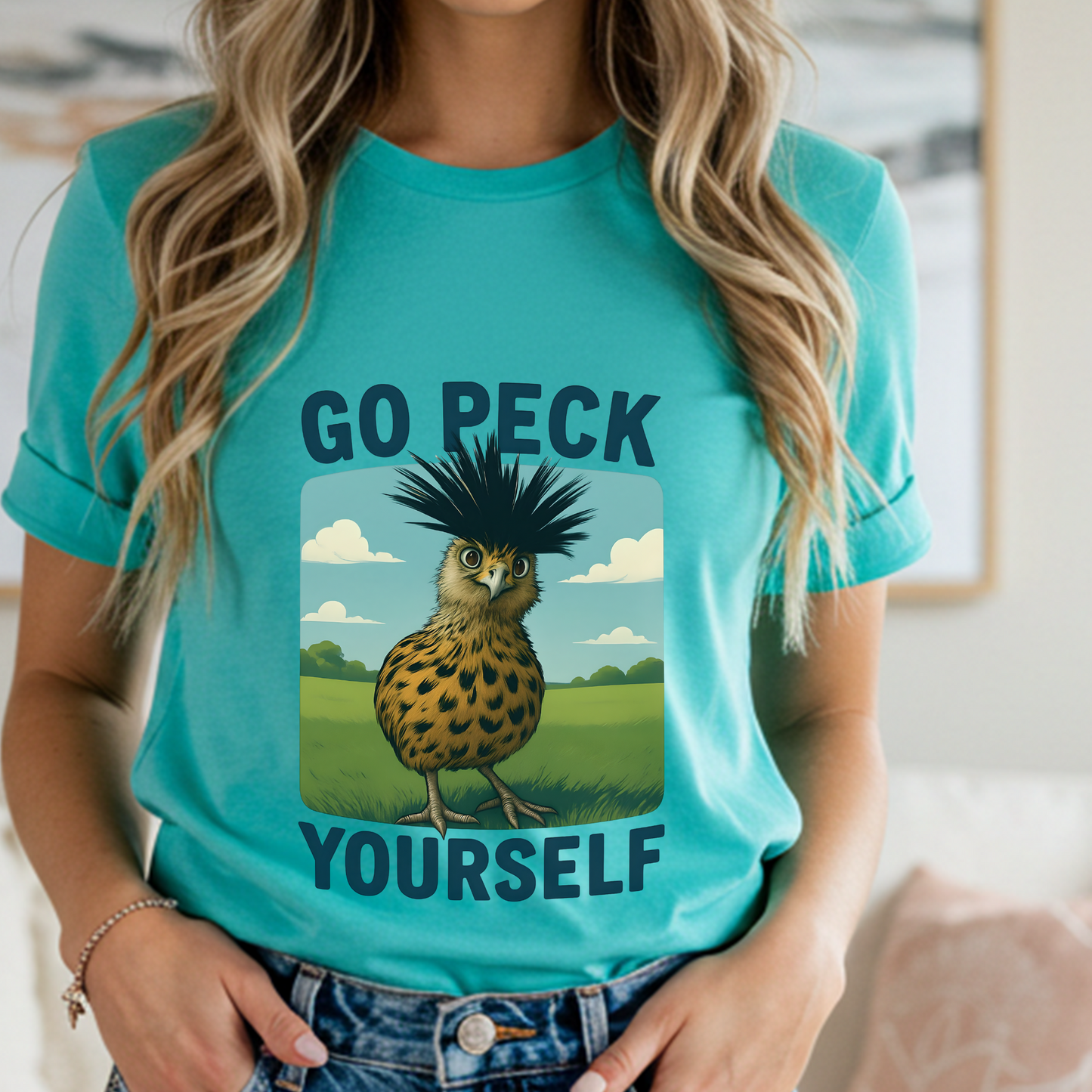 Go Peck Yourself Shirt – Funny Bird Graphic Tee, Sarcastic Farm Animal Humor, Rustic Country Style T-Shirt, Western Cowgirl Gift, Vintage Barn Life Top