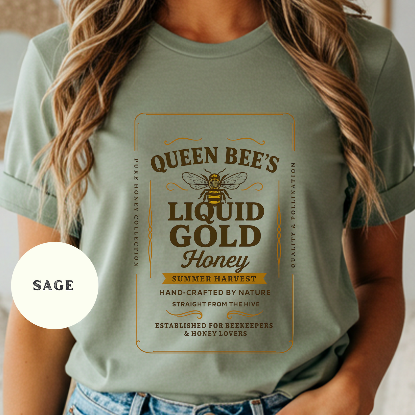 Queen Bee Shirt Honey Farm Graphic Tee Summer Harvest Western Cowgirl Shirt Beekeeper Gift Rustic Country Funny Bee T-Shirt