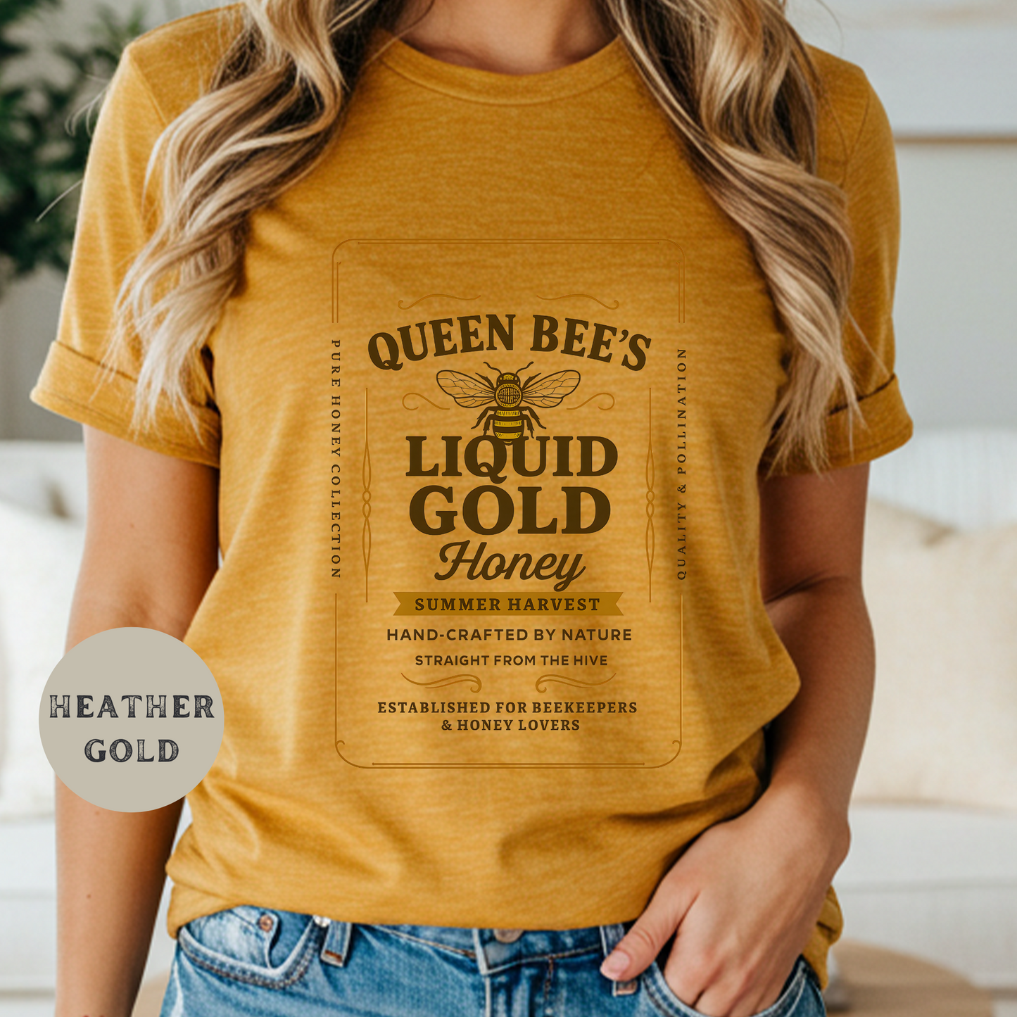Queen Bee Shirt Honey Farm Graphic Tee Summer Harvest Western Cowgirl Shirt Beekeeper Gift Rustic Country Funny Bee T-Shirt