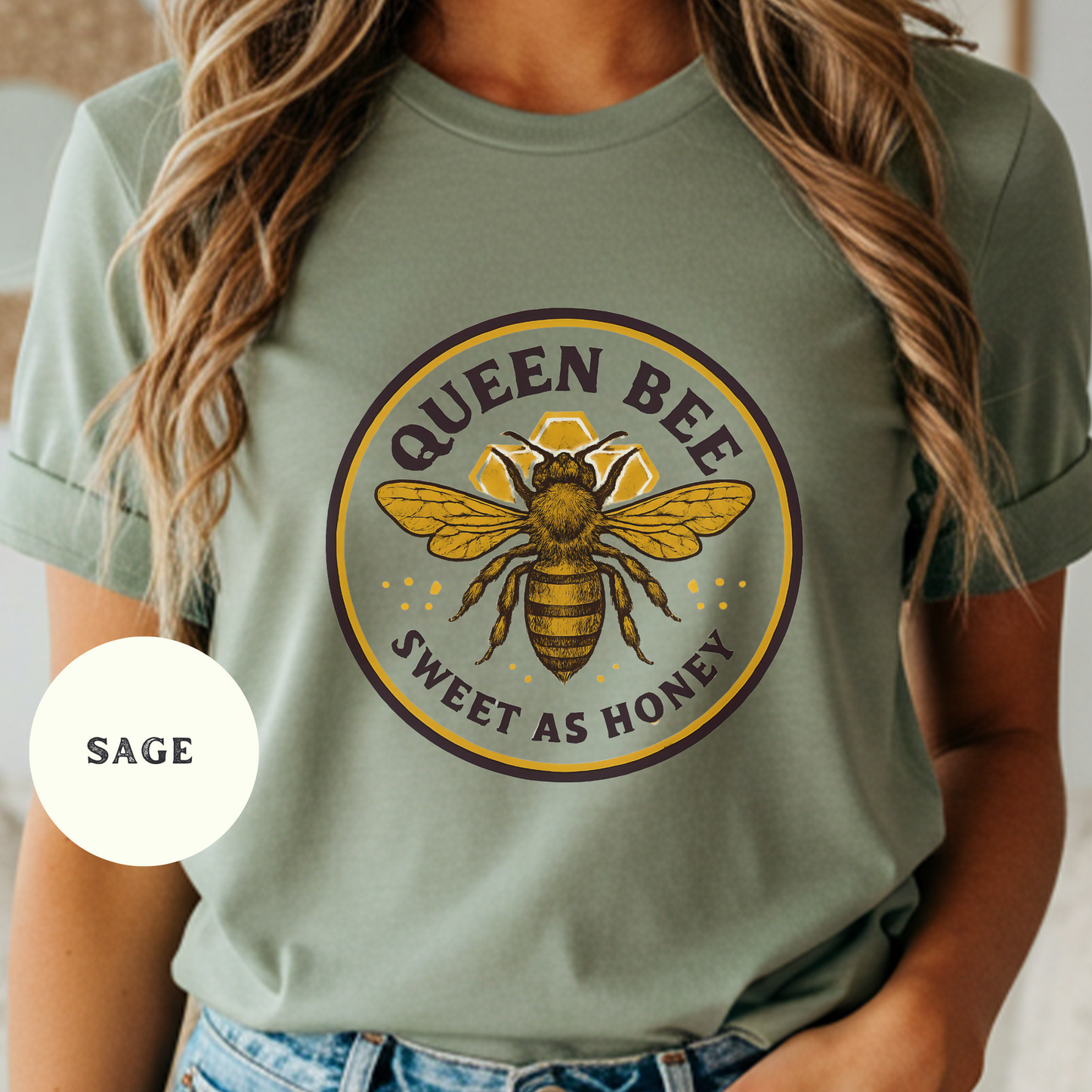 Queen Bee Shirt for Women Sweet as Honey Graphic Tee Rustic Farm Honeybee T-Shirt Beekeeper Gift Apiary Country Girl Western Top