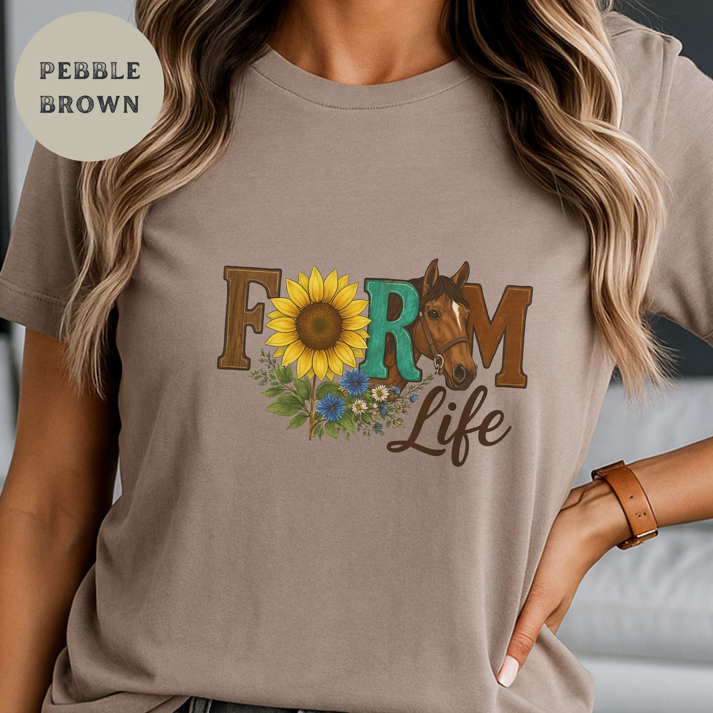 Farm Life Shirt Horse and Sunflower Graphic Tee Western Floral Cowgirl T-Shirt Rustic Country Farm Girl Top Ranch Life Gift