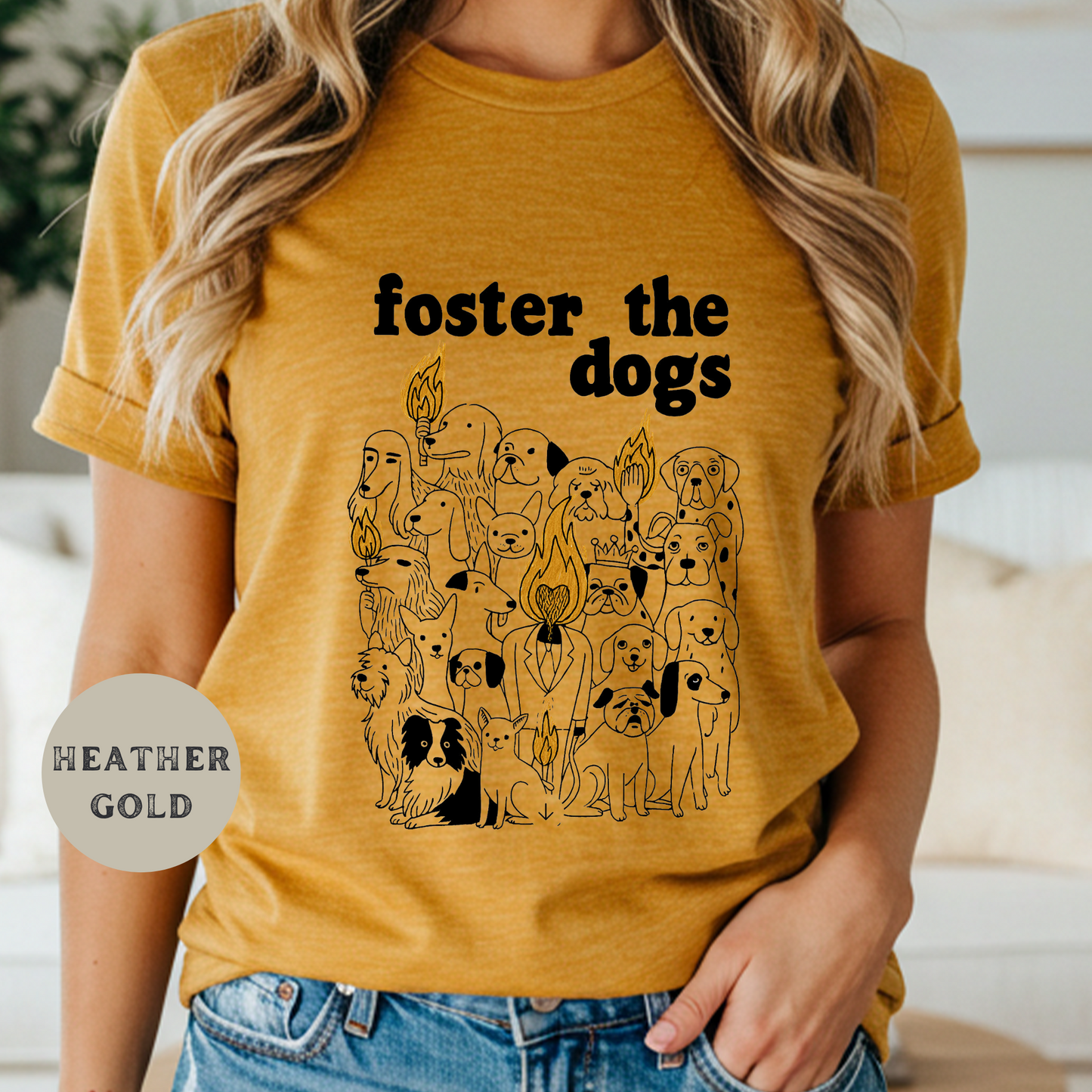 Foster the Dogs Shirt – Parody Band Album Cover Style Tee for Dog Rescue Lovers, Animal Adoption Humor, Foster Mom Gift