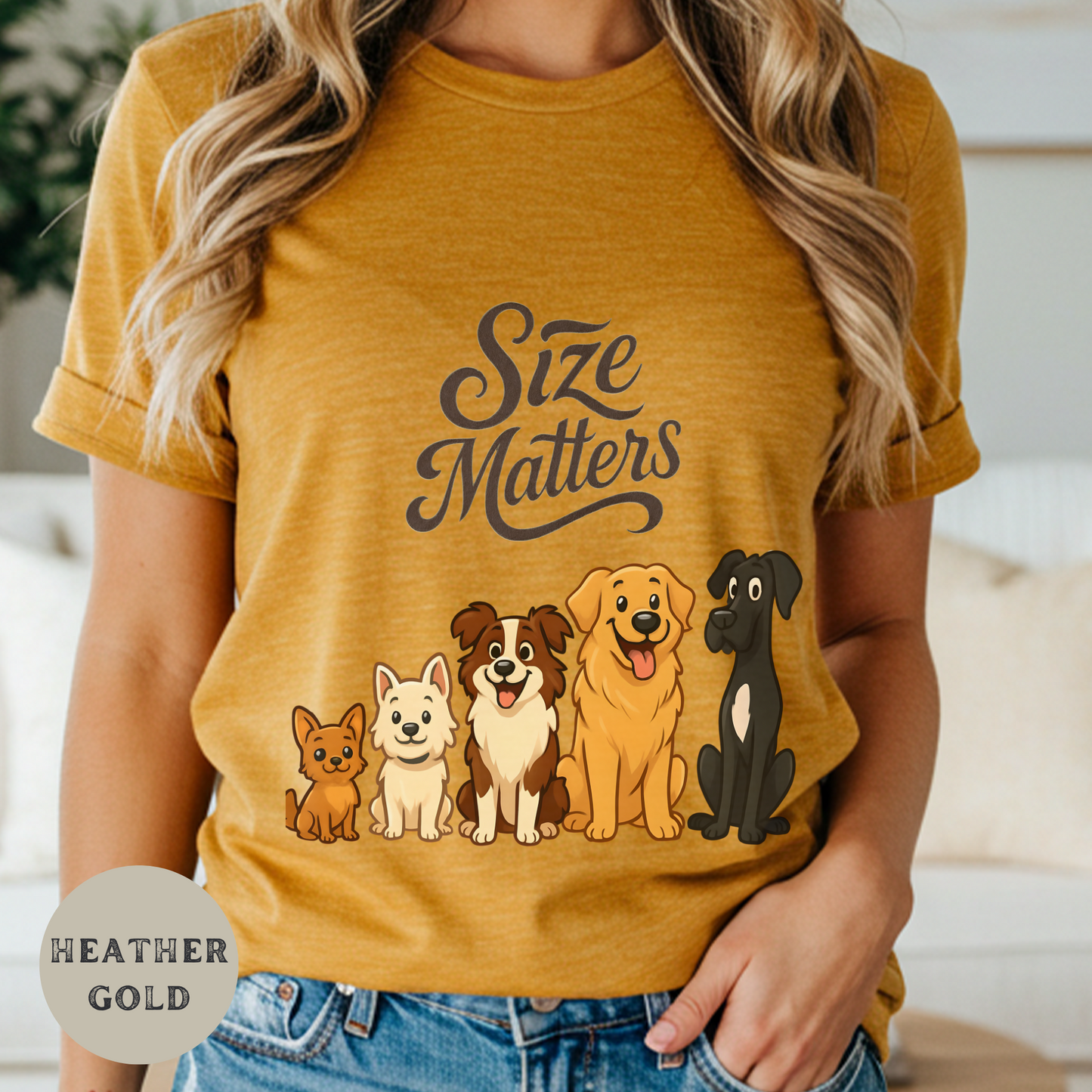 Funny Dog Shirt Size Matters Graphic Tee for Dog Moms, Pet Lovers, Country Girls, Sarcastic Gift, Western Style Puppy Shirt