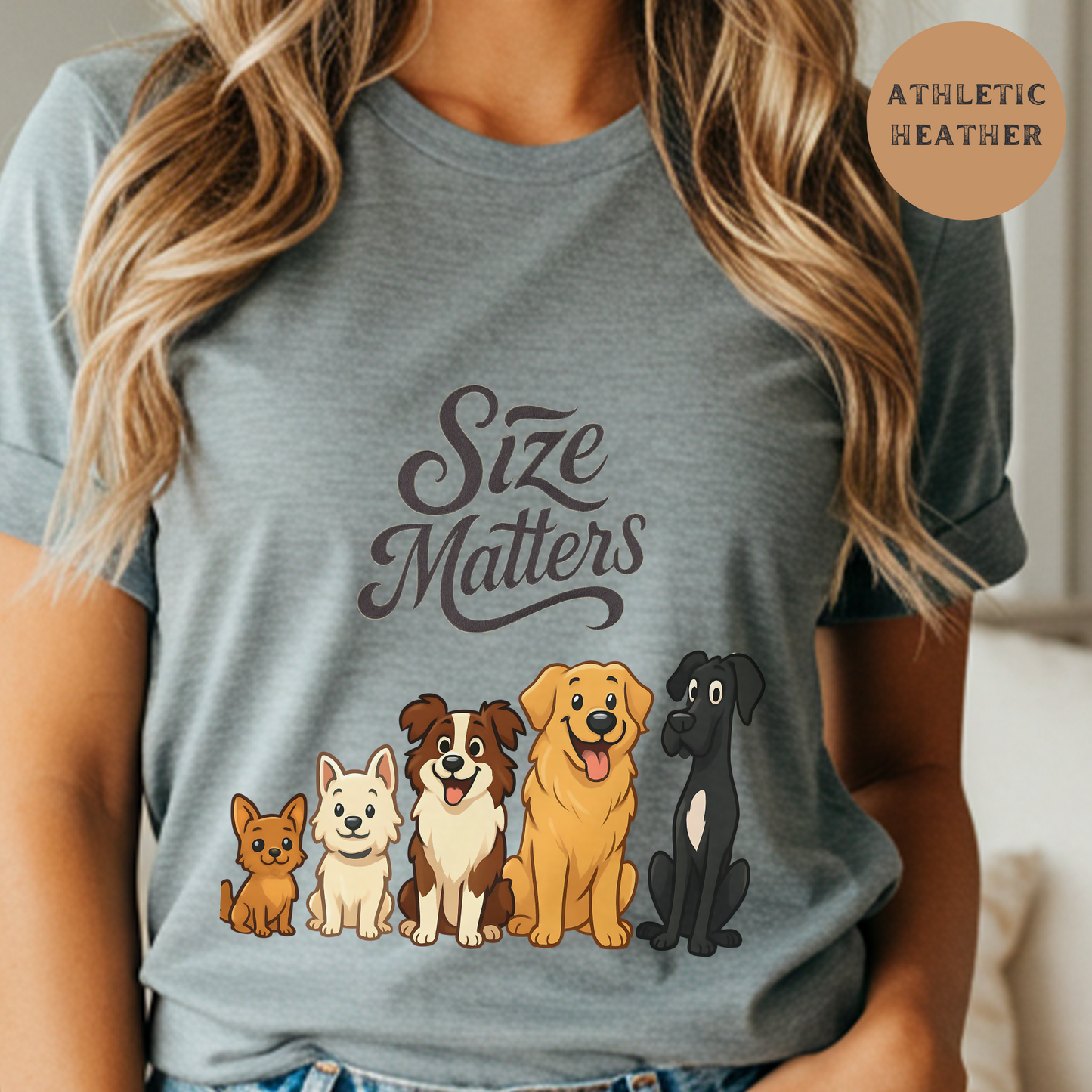 Funny Dog Shirt Size Matters Graphic Tee for Dog Moms, Pet Lovers, Country Girls, Sarcastic Gift, Western Style Puppy Shirt