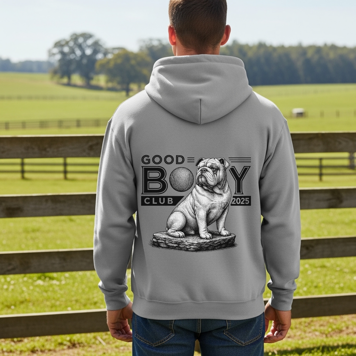 English Bulldog Hoodie for Dog Moms Dog Dads Good Boy Club 2025 Funny Dog Lover Gift Sweatshirt for Pet Owners
