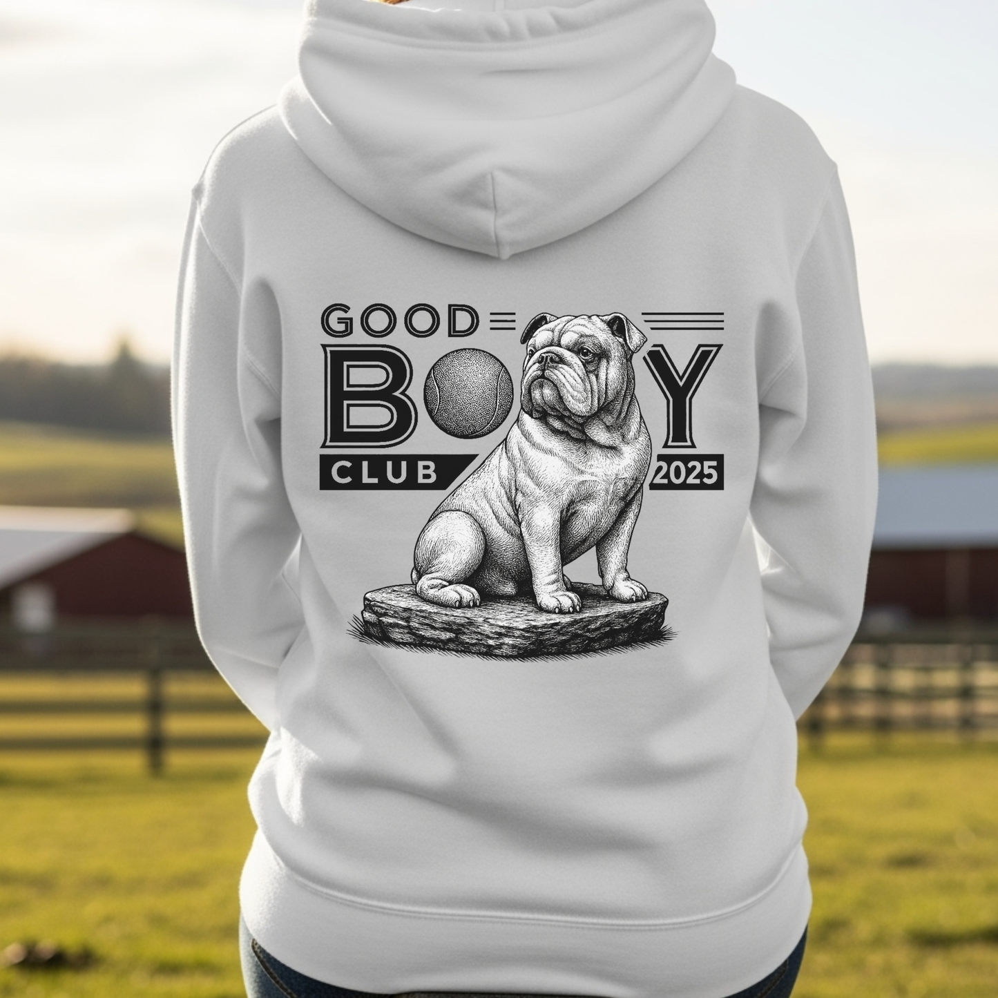 English Bulldog Hoodie for Dog Moms Dog Dads Good Boy Club 2025 Funny Dog Lover Gift Sweatshirt for Pet Owners