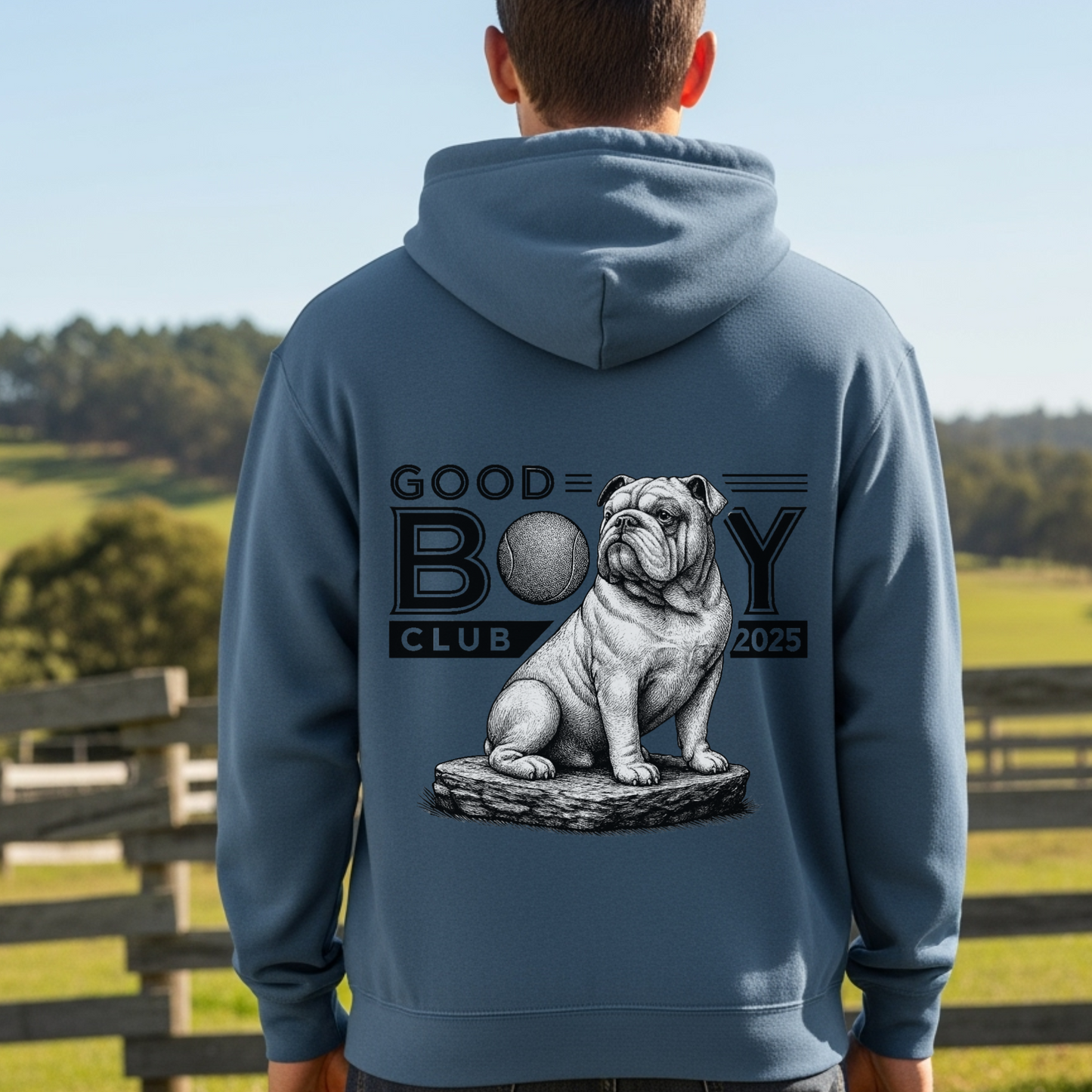 English Bulldog Hoodie for Dog Moms Dog Dads Good Boy Club 2025 Funny Dog Lover Gift Sweatshirt for Pet Owners
