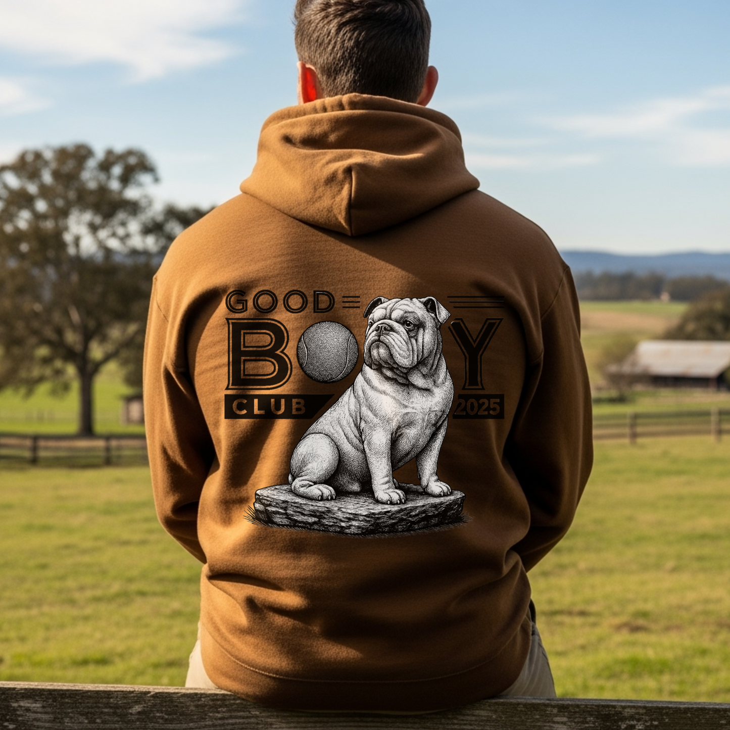English Bulldog Hoodie for Dog Moms Dog Dads Good Boy Club 2025 Funny Dog Lover Gift Sweatshirt for Pet Owners