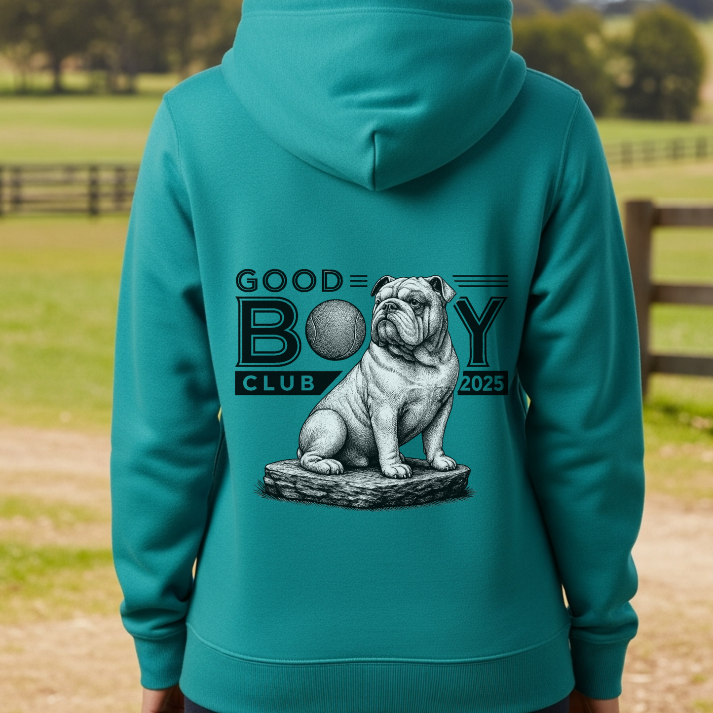 English Bulldog Hoodie for Dog Moms Dog Dads Good Boy Club 2025 Funny Dog Lover Gift Sweatshirt for Pet Owners