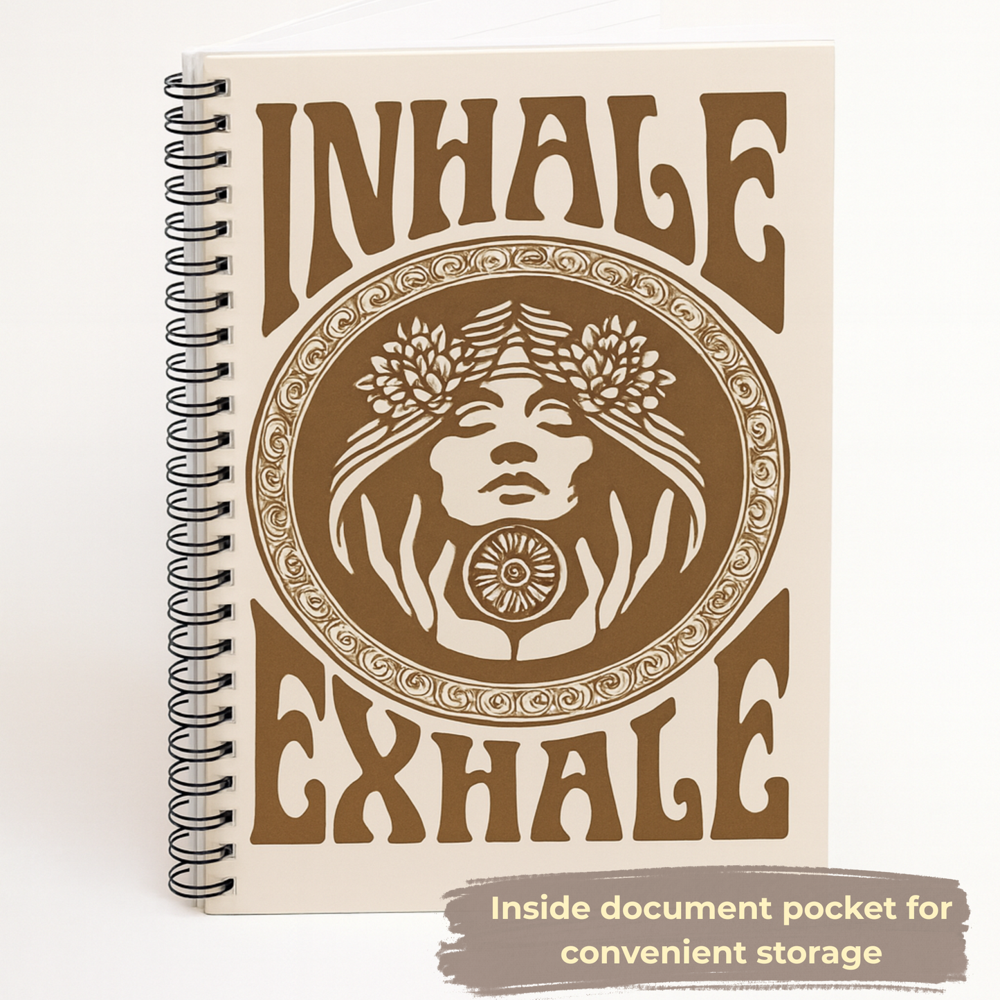 Journal Inhale Exhale Spiral Notebook Boho Hippie Yoga Meditation Mindfulness Writing Journal Gift