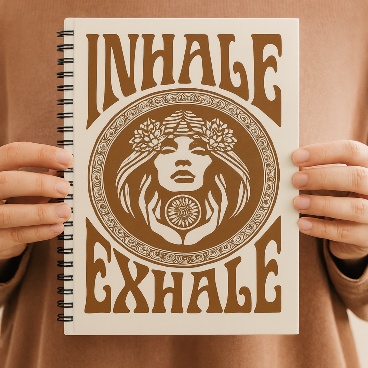 Journal Inhale Exhale Spiral Notebook Boho Hippie Yoga Meditation Mindfulness Writing Journal Gift