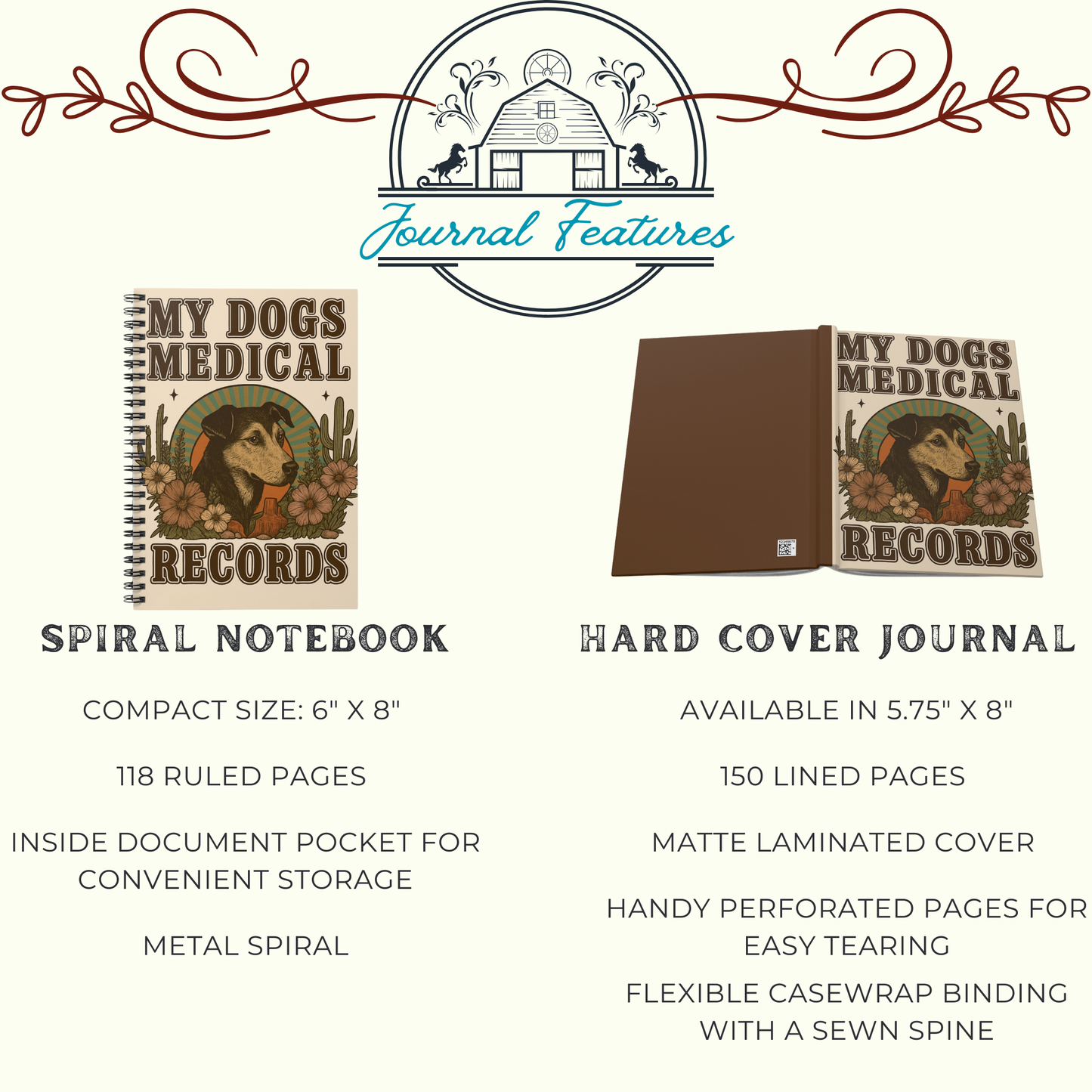 Journal Dog Medical Records Hardcover Pet Health Log Book Vet Visits Vaccination Record Puppy Training Notes Organizer