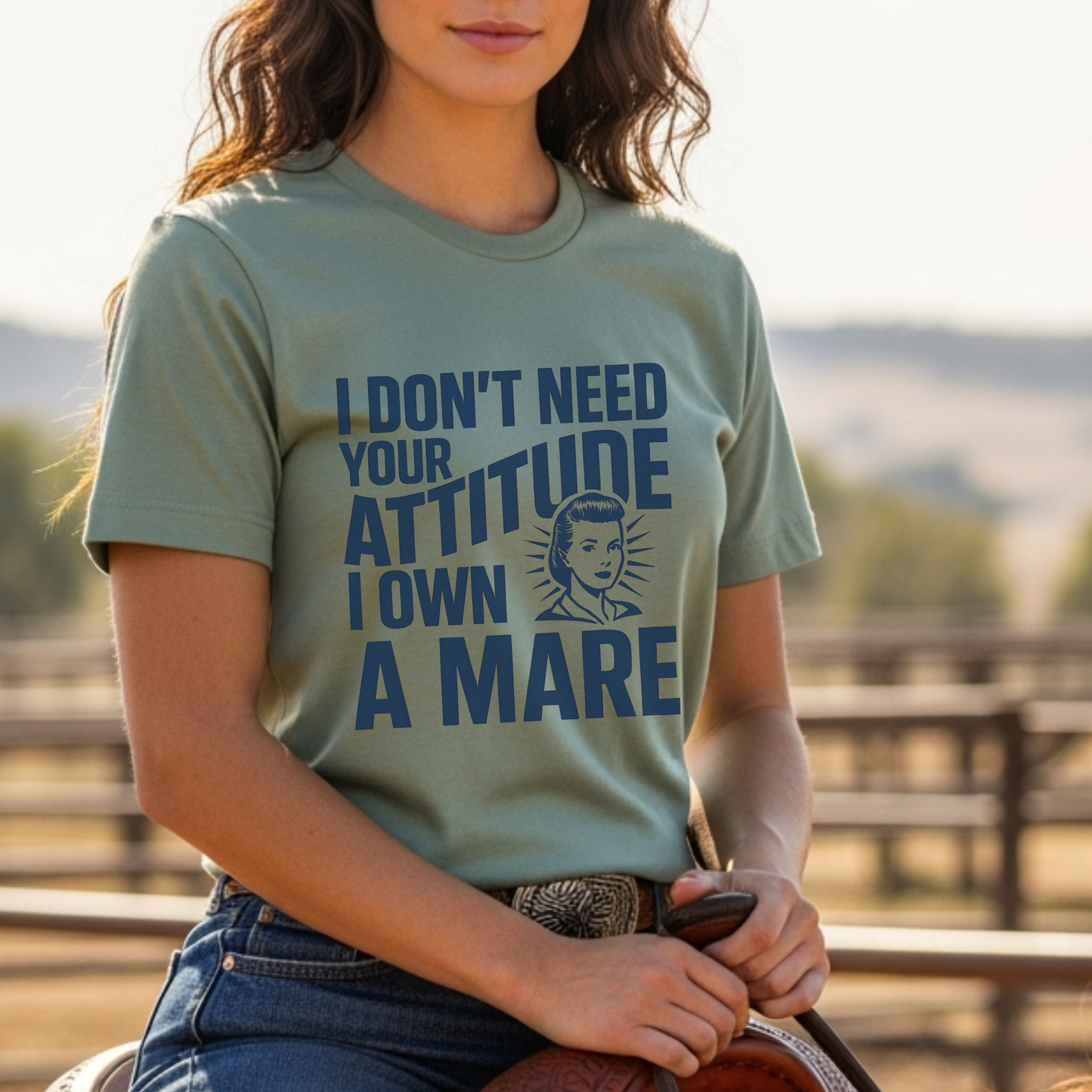 Funny Horse Girl Shirt | “I Don’t Need Your Attitude, I Own a Mare” Tee | Sarcastic Equestrian Gift for Women | Barn Humor T-Shirt