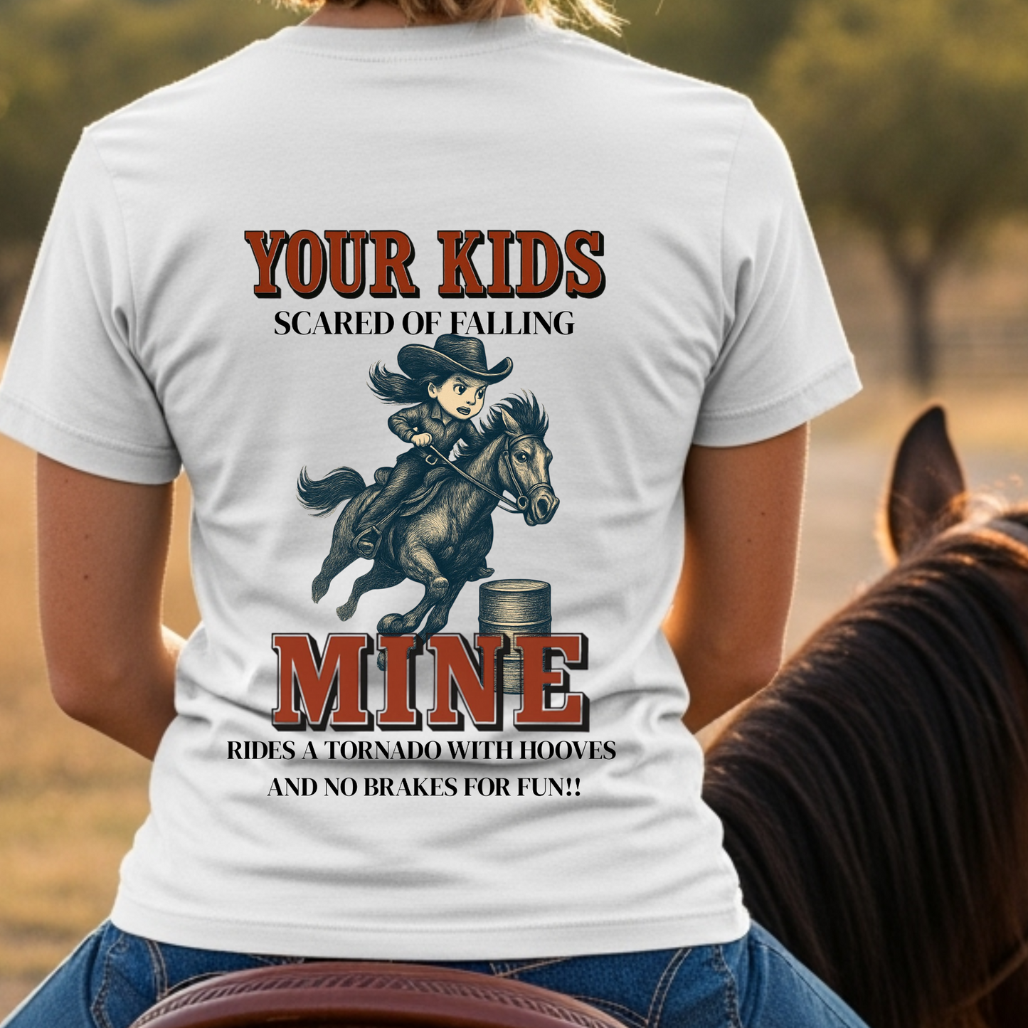 Back Printed- Rodeo Kids Shirt Barrel Racing Tee Youth Rodeo T-Shirt Bull Riding Team Roping Steer Wrestling Western Horseback Riding Tee