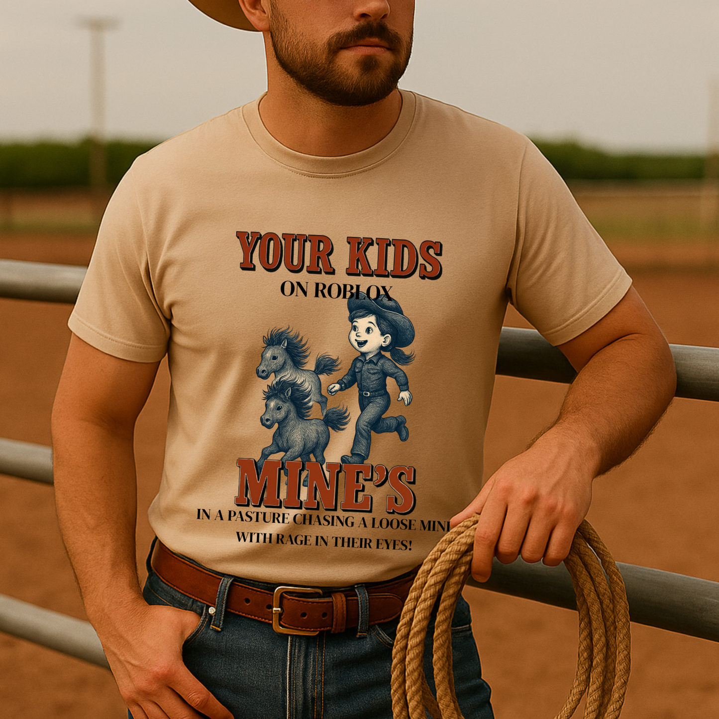 Front Printed- Barn Kid Pony Chase Shirt – Funny Rodeo Parent Tee for Horse Families