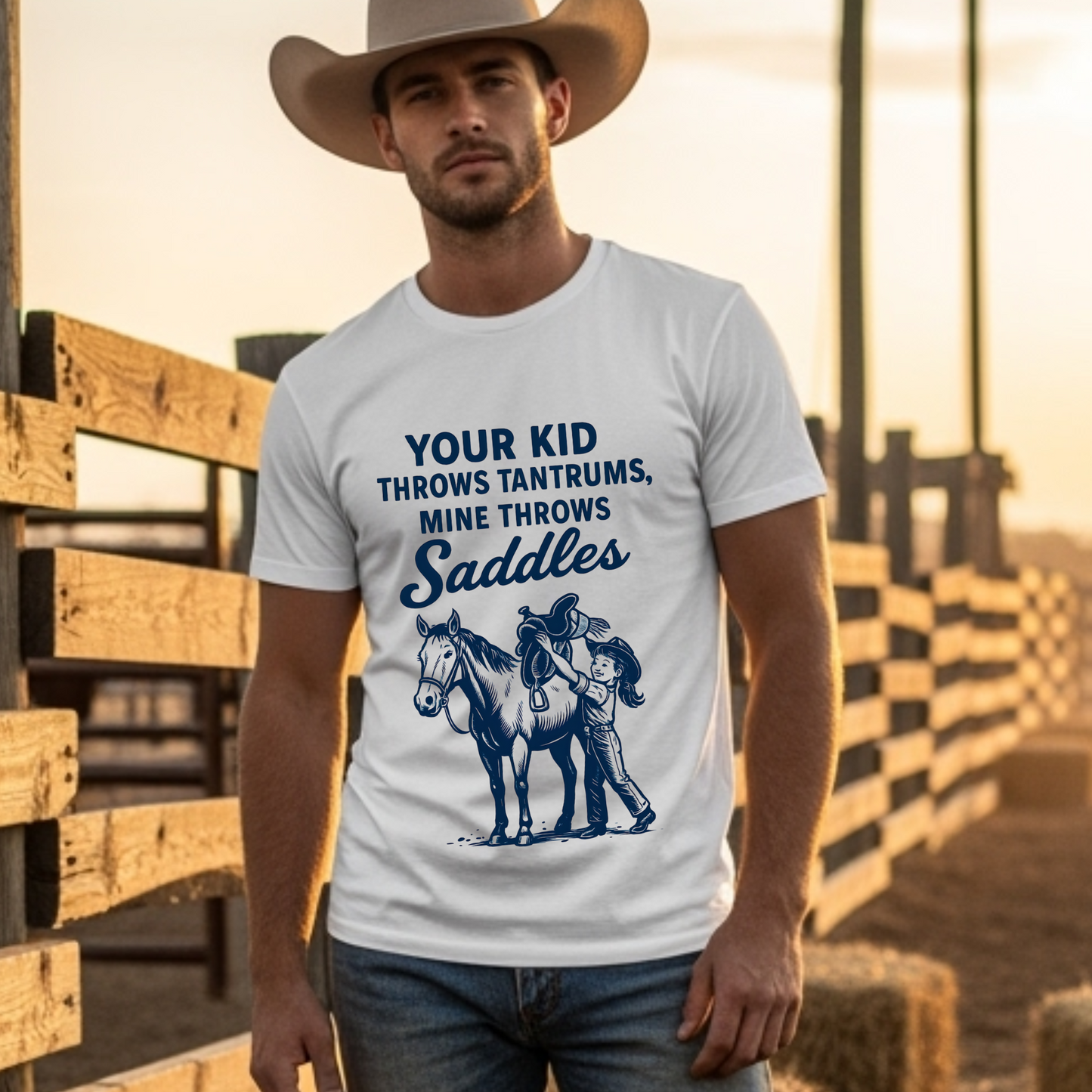 Front Printed- Funny Rodeo Kid Shirt Cowgirl T-Shirt Youth Rodeo Shirt Barrel Racing Rodeo Daughter Shirt Rodeo Mom Dad Gift Western Horse Tee