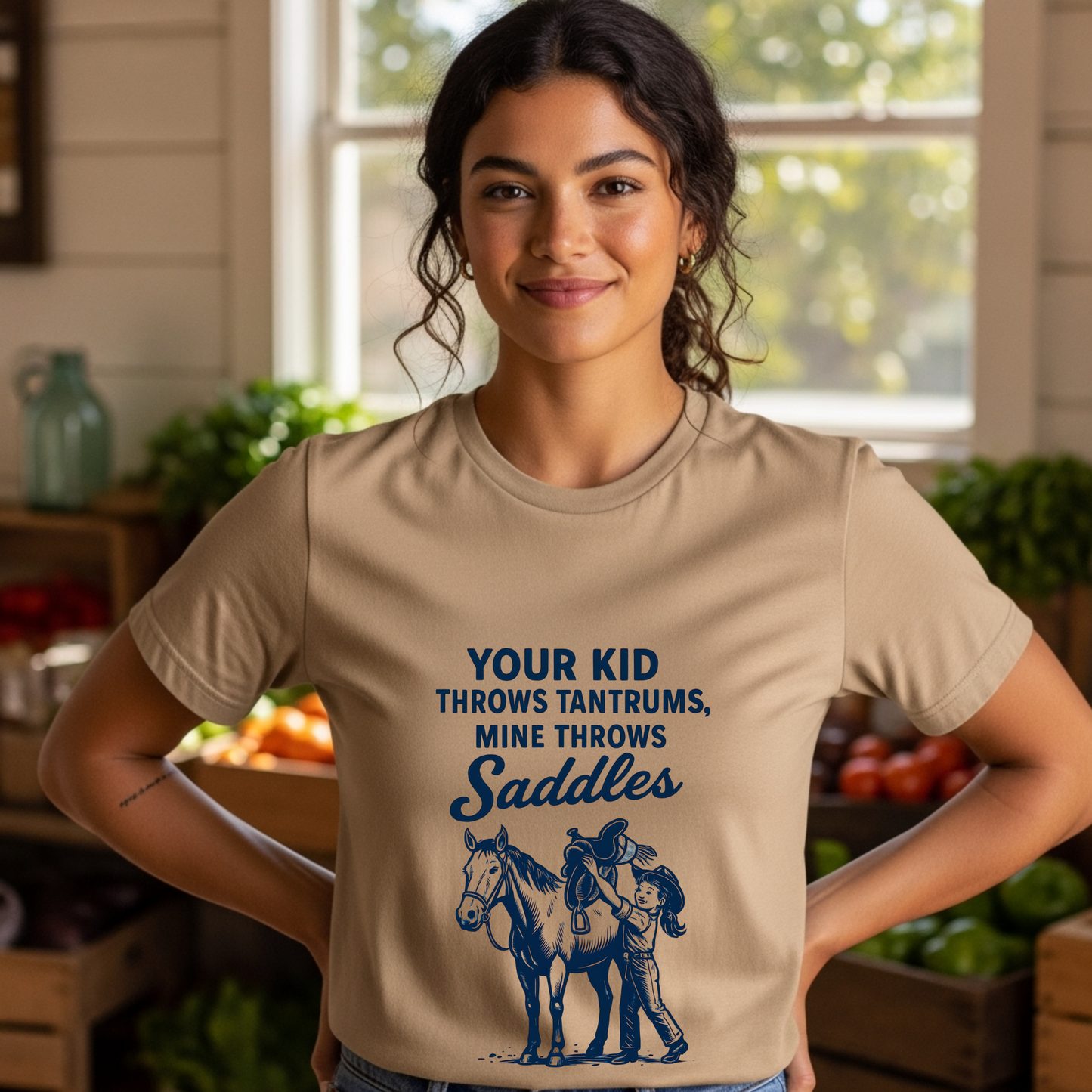 Front Printed- Funny Rodeo Kid Shirt Cowgirl T-Shirt Youth Rodeo Shirt Barrel Racing Rodeo Daughter Shirt Rodeo Mom Dad Gift Western Horse Tee