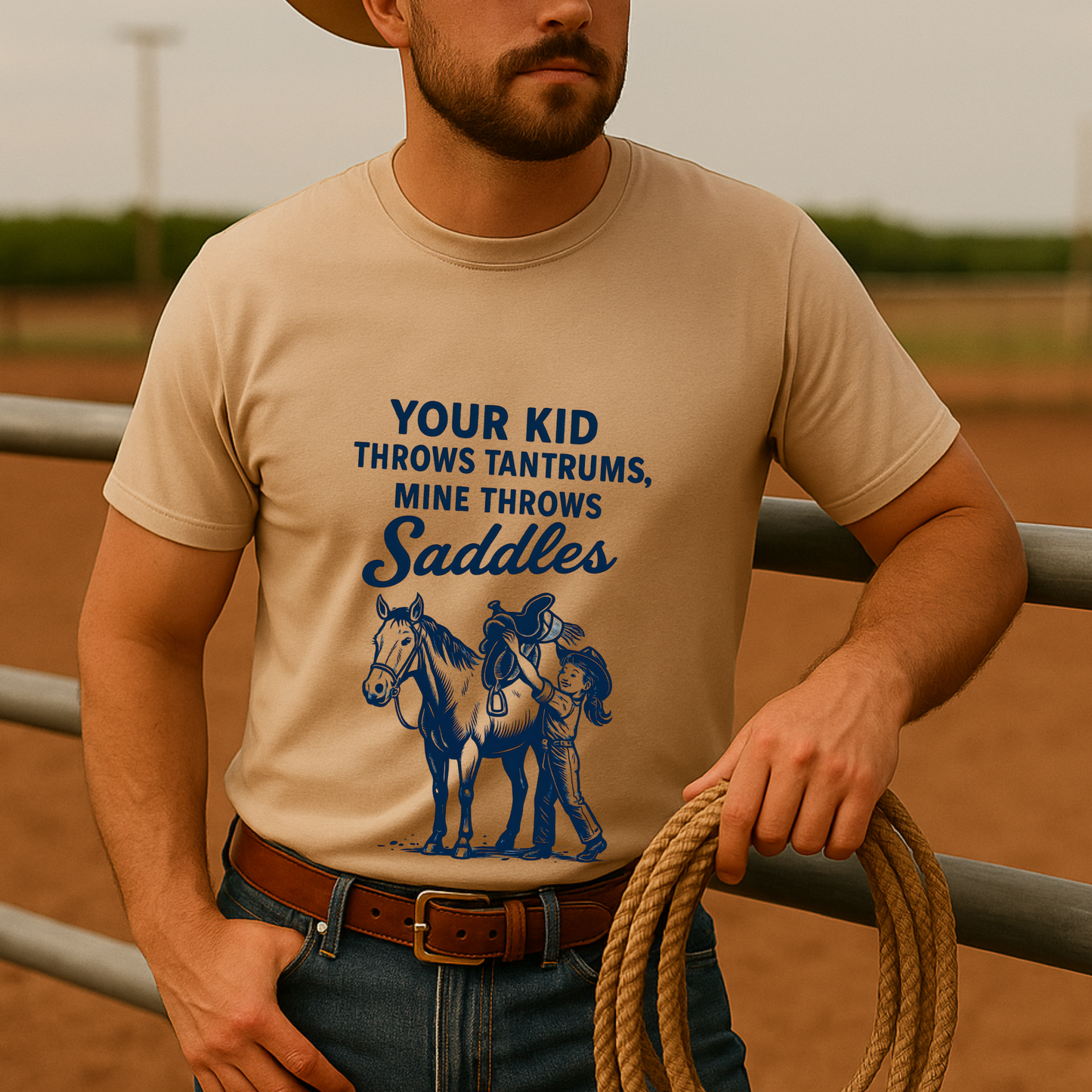 Front Printed- Funny Rodeo Kid Shirt Cowgirl T-Shirt Youth Rodeo Shirt Barrel Racing Rodeo Daughter Shirt Rodeo Mom Dad Gift Western Horse Tee