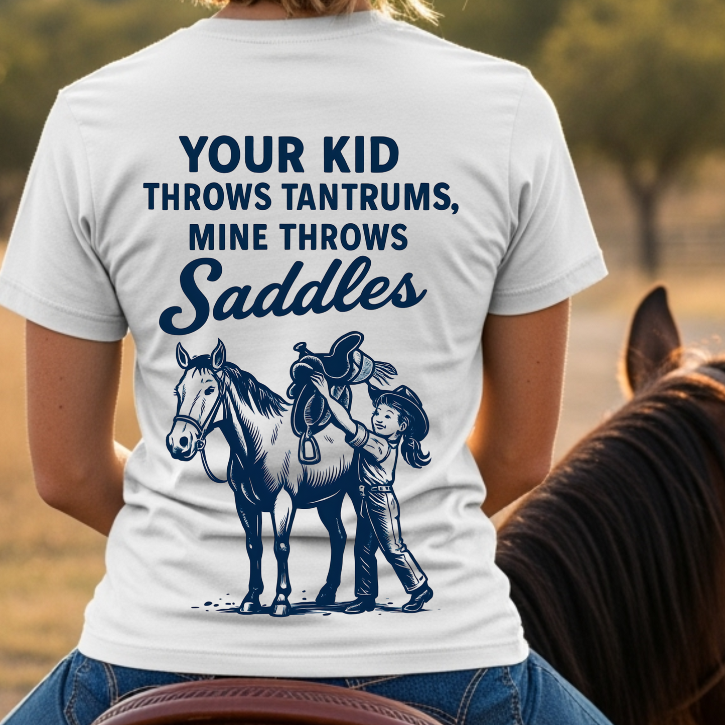 Back Printed- Funny Rodeo Kid Shirt Cowgirl T-Shirt Youth Rodeo Shirt Barrel Racing Rodeo Daughter Shirt Rodeo Mom Dad Gift Western Horse Tee