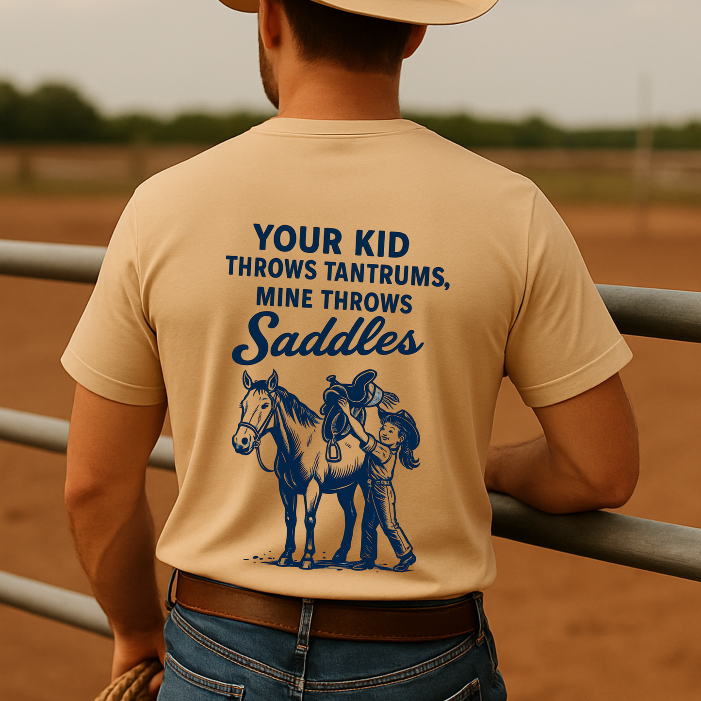 Back Printed- Funny Rodeo Kid Shirt Cowgirl T-Shirt Youth Rodeo Shirt Barrel Racing Rodeo Daughter Shirt Rodeo Mom Dad Gift Western Horse Tee