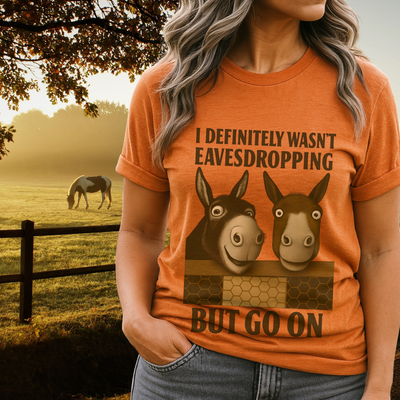 “Nosey Donkeys Tee – Funny Farm Animal Shirt for Women, Rustic Equestrian & Dog-Mom Vintage Graphic,