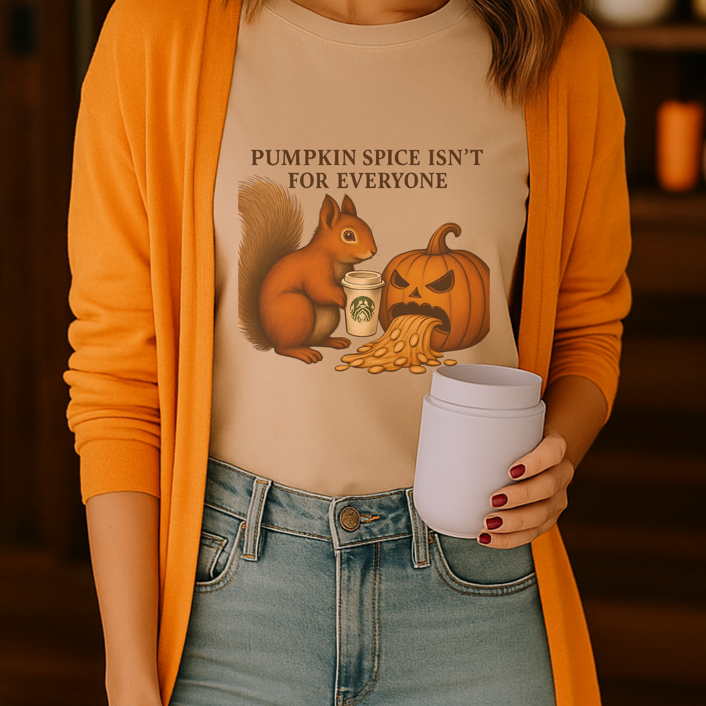 Funny Pumpkin Spice Shirt | PSL Humor Tee for Fall | “Pumpkin Spice Isn’t for Everyone” Shirt | Cute Squirrel Autumn T-Shirt