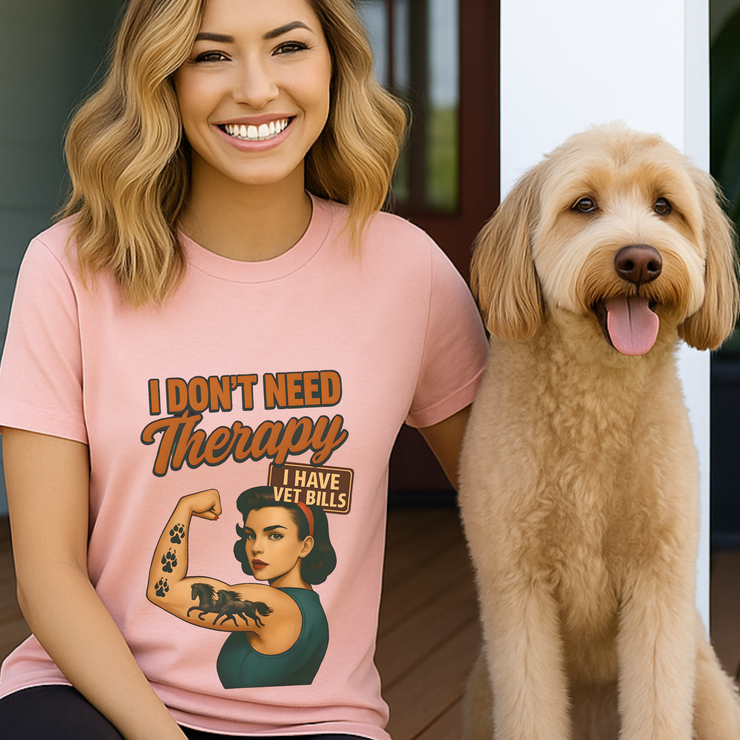 Funny Horse Girl Shirt | “I Don’t Need Therapy I Have Vet Bills” Tee | Sarcastic Equestrian Gift | Vintage Cowgirl Graphic T-Shirt
