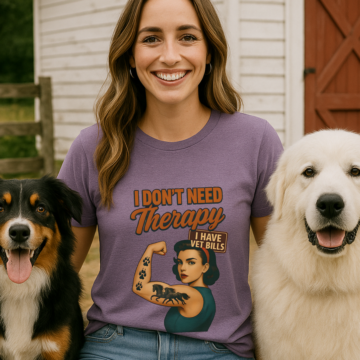 Funny Horse Girl Shirt | “I Don’t Need Therapy I Have Vet Bills” Tee | Sarcastic Equestrian Gift | Vintage Cowgirl Graphic T-Shirt