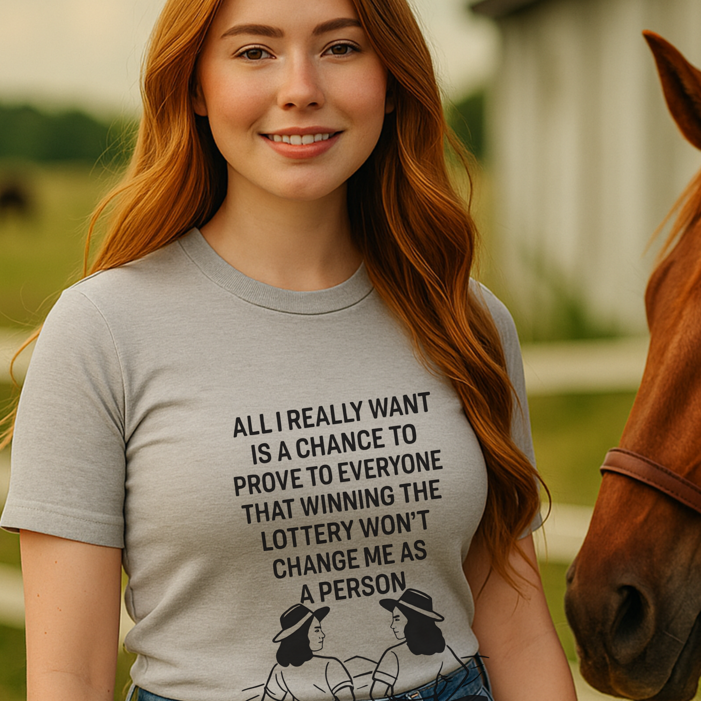 Funny Country Girl Shirt | “All I Want Is a Chance to Stay Humble... Rich” Tee | Sarcastic Gift for Women | Western Humor Shirt