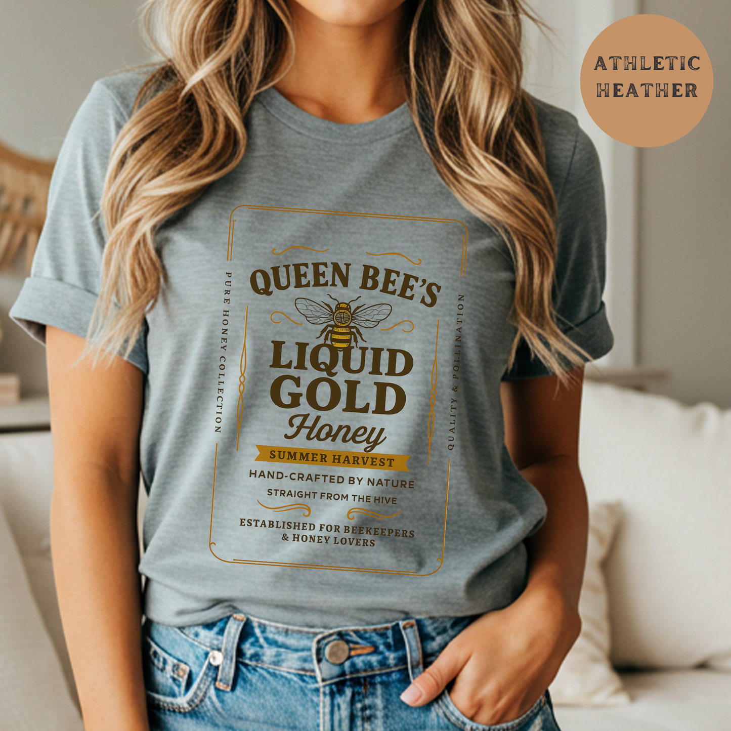 Queen Bee Shirt Honey Farm Graphic Tee Summer Harvest Western Cowgirl Shirt Beekeeper Gift Rustic Country Funny Bee T-Shirt