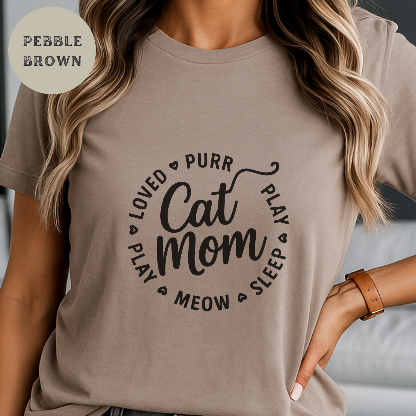 Cat Mom Shirt for Women Funny Pet Lover Tee Cute Kitty Graphic Cat Lady Gift T-Shirt Cozy Feline Owner Apparel Fur Mama Top