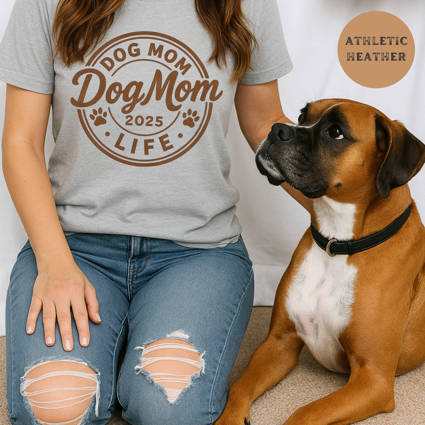 Dog Mom Life Shirt 2025 Vintage Pet Lover Tee for Women Funny Rustic Western Animal Mom Graphic Country Girl Gift