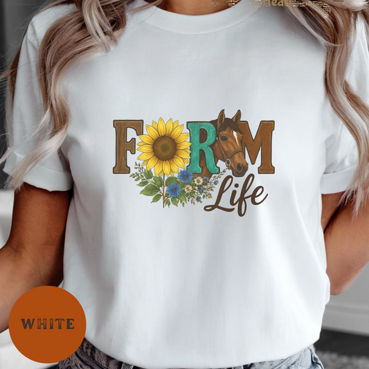 Farm Life Shirt Horse and Sunflower Graphic Tee Western Floral Cowgirl T-Shirt Rustic Country Farm Girl Top Ranch Life Gift