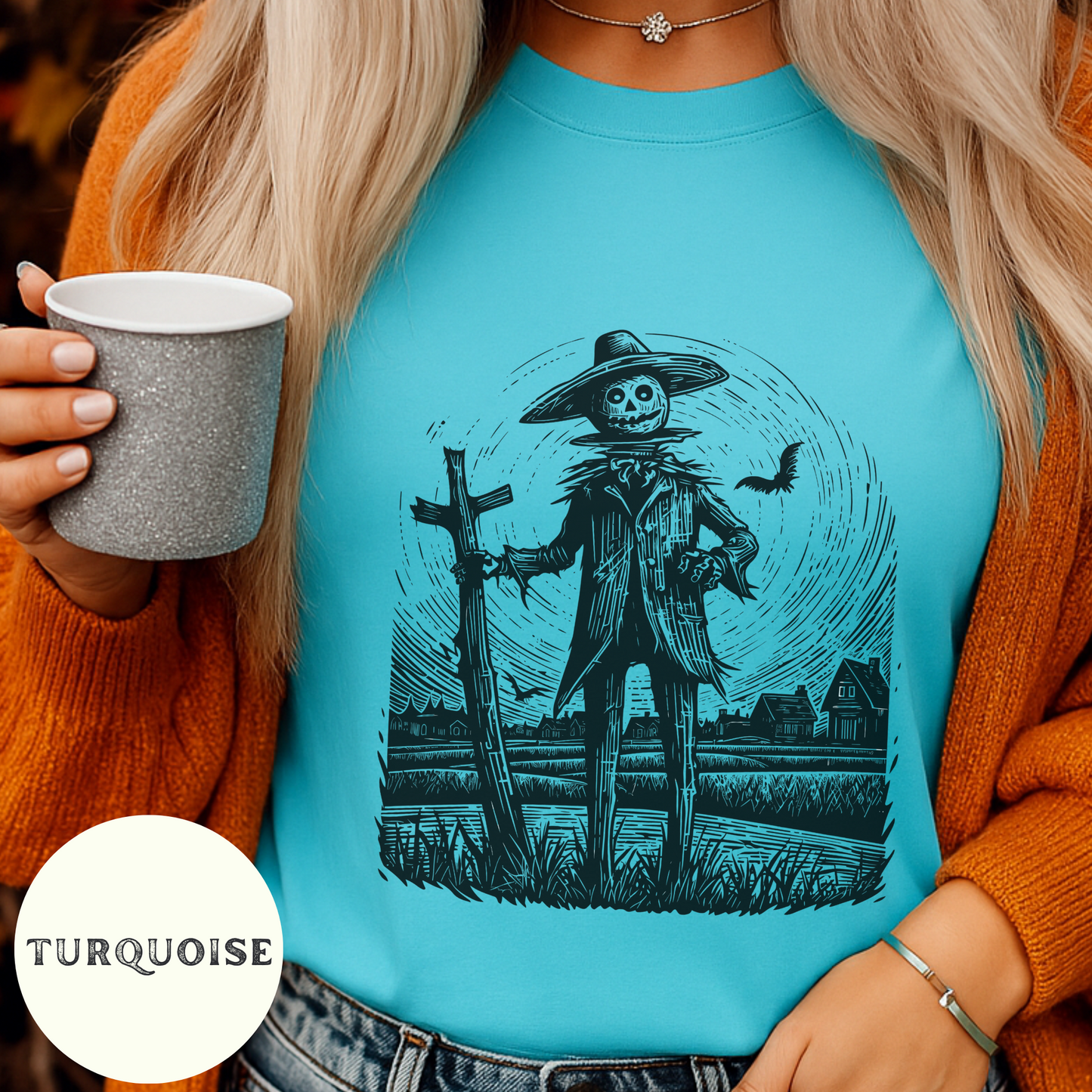 Scarecrow Shirt Creepy Farm Halloween Tee Rustic Western Horror Graphic Cowgirl Fall T-Shirt Spooky Autumn Barn Life Top