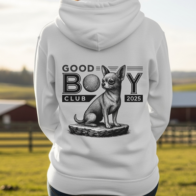 Good Boy Club Chihuahua Hoodie – Unisex Dog Lover Sweatshirt for Chihuahua Moms, Dads & Pet Parents