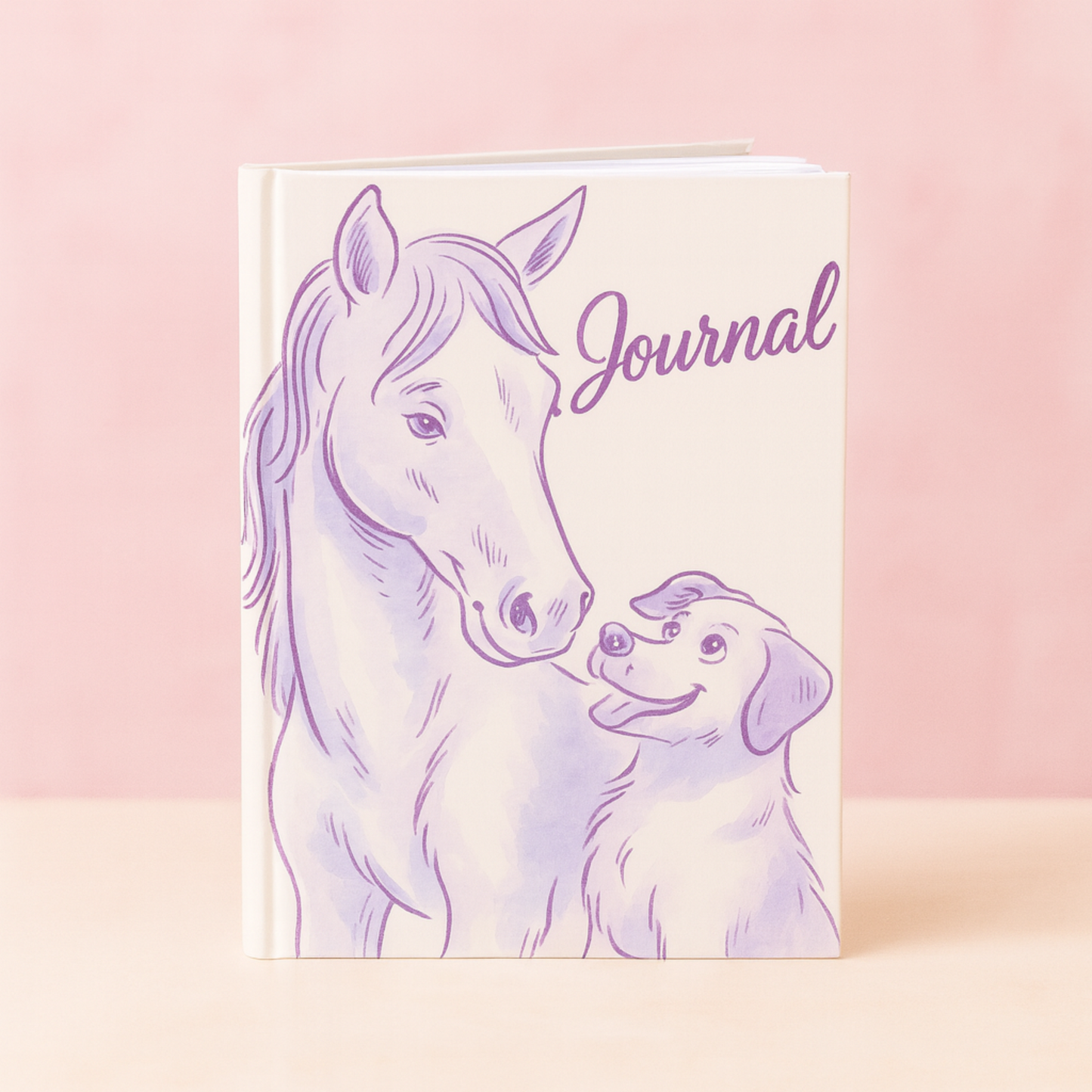 Horse and Dog Journal Hardcover Notebook with Horse and Dog Artwork Animal Lover Writing Journal Gift for Daily Notes