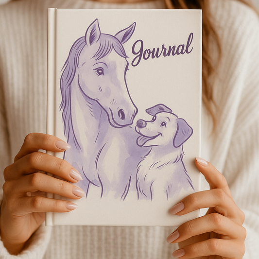 Horse and Dog Journal Hardcover Notebook with Horse and Dog Artwork Animal Lover Writing Journal Gift for Daily Notes