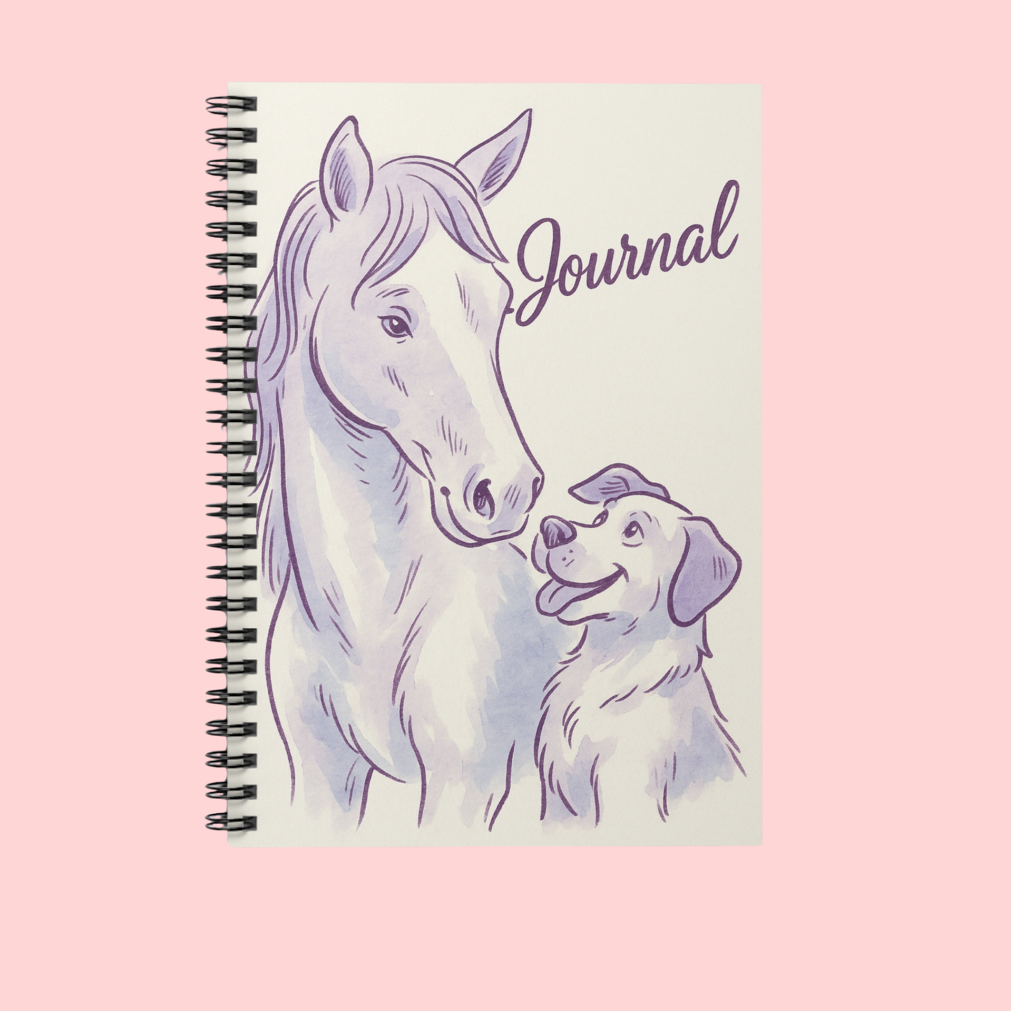 Horse and Dog Journal Spiral Notebook, Horse girl Journal, Cute Animal Lover Writing Journal, Farm Life Diary, Equestrian Gift Notebook, Dog Mom Journal