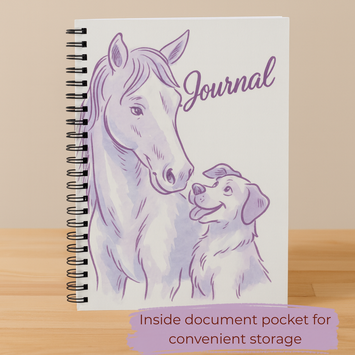 Horse and Dog Journal Spiral Notebook, Horse girl Journal, Cute Animal Lover Writing Journal, Farm Life Diary, Equestrian Gift Notebook, Dog Mom Journal