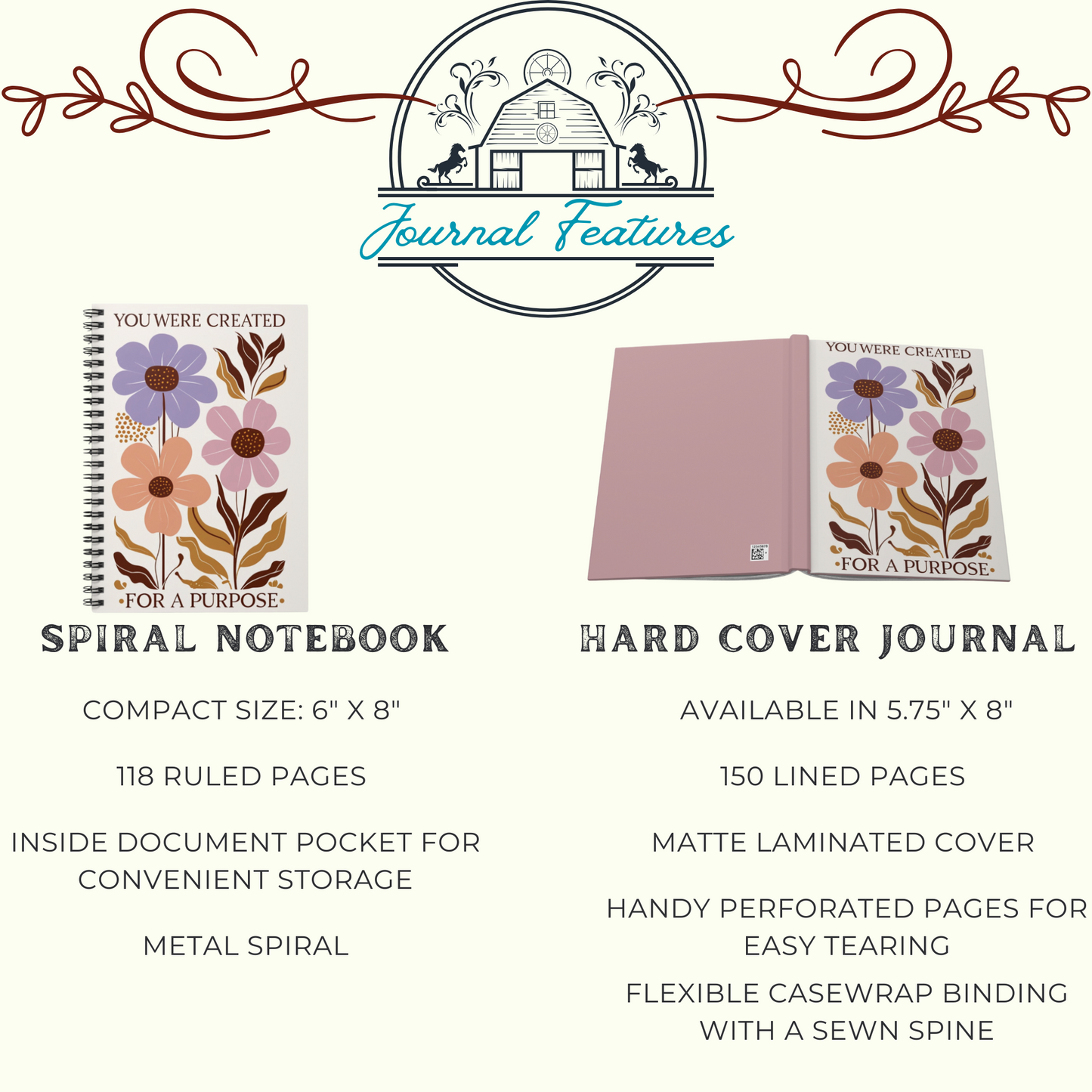 Inspirational Floral Writing Journal, Floral Journal Hard Cover, songwriter notebook, Christian Faith Notebook, Motivational Gift Diary