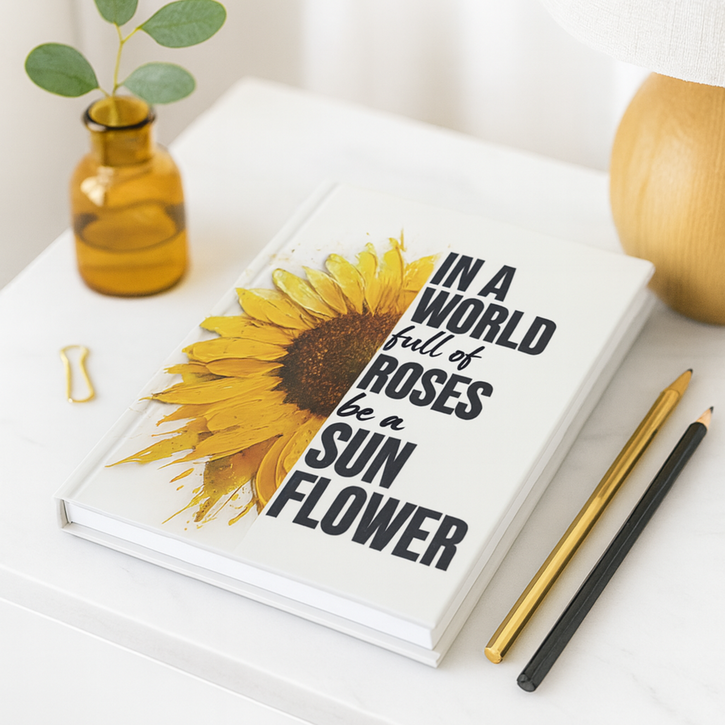 Journal Sunflower Hardcover Journal Motivational Quote Writing Notebook Aesthetic Daily Journal Gift for Women Students Writers