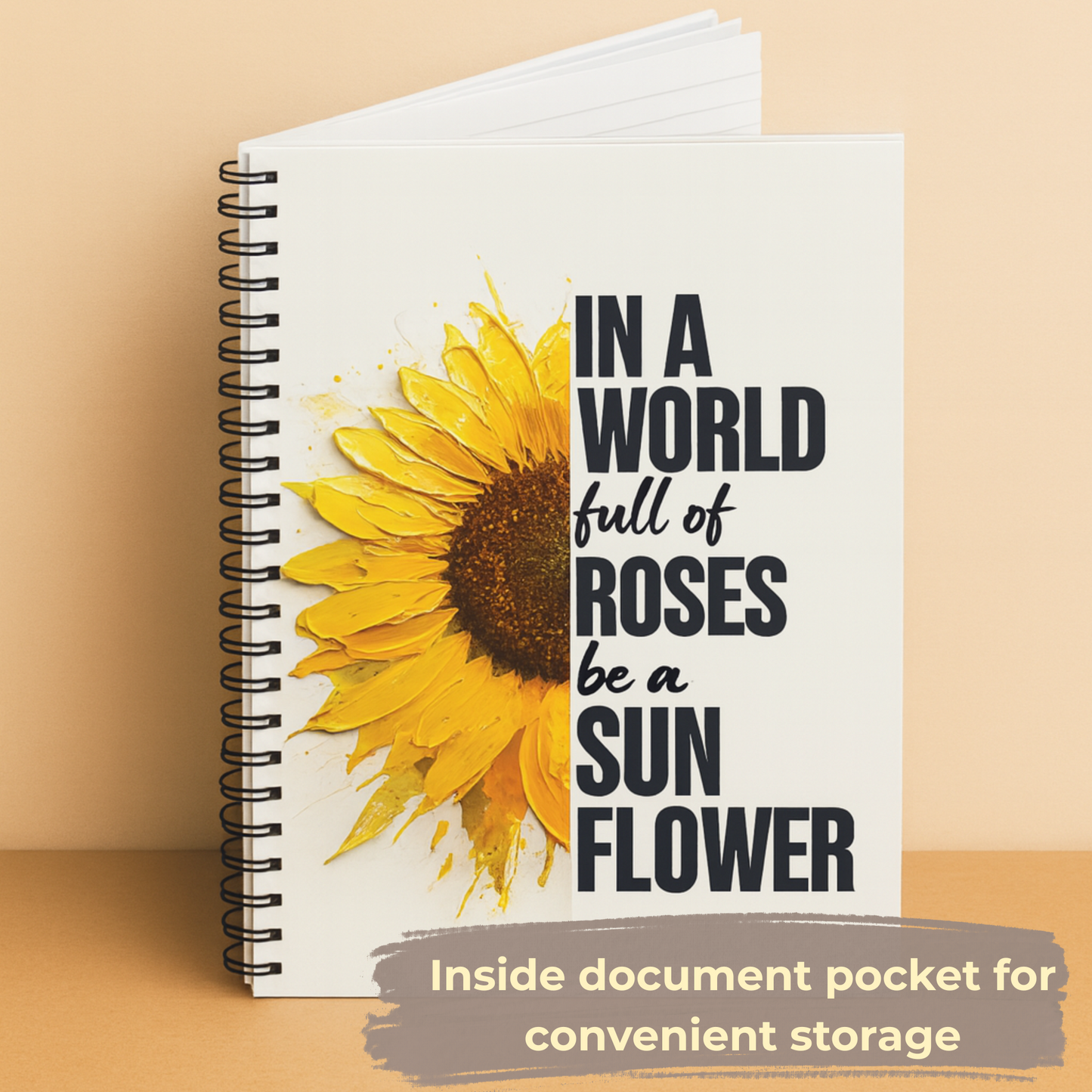 Journal Sunflower Spiral Notebook Inspirational Quote Writing Journal Daily Gratitude Positive Vibes Gift for Women Girls