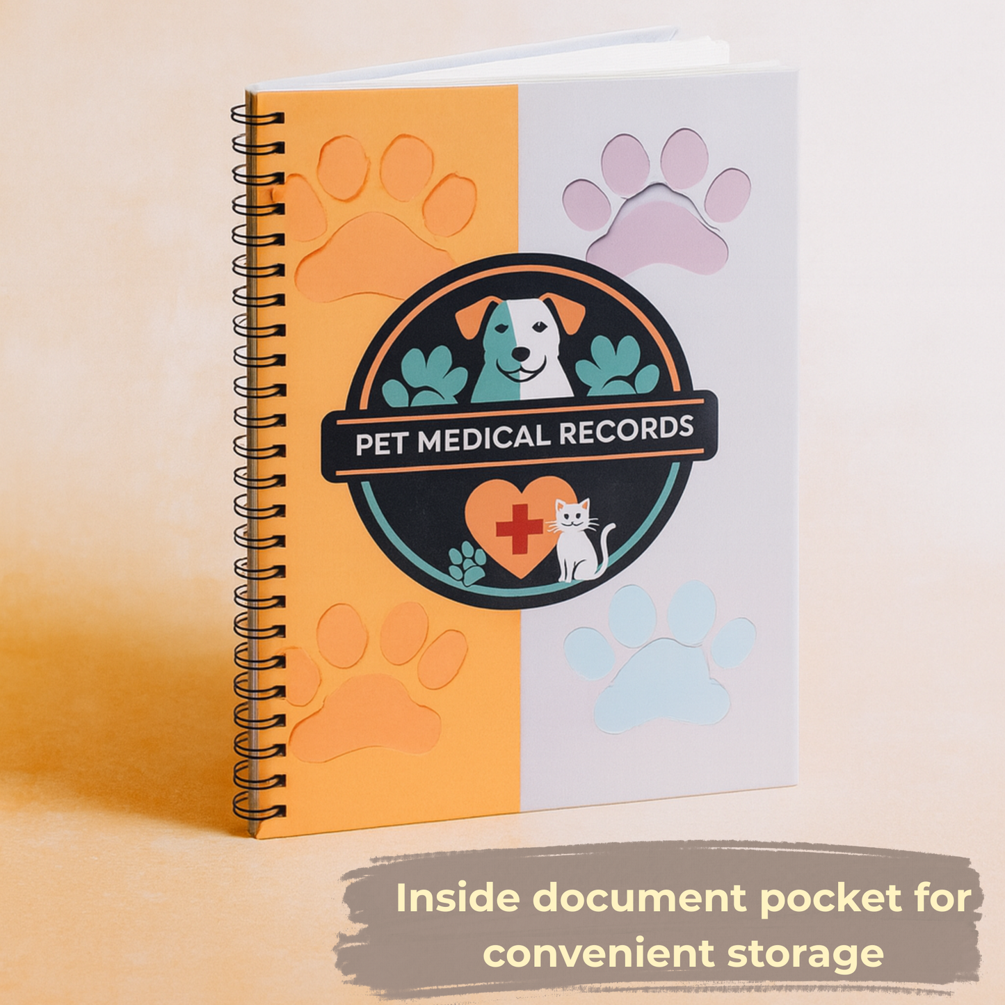 Journal Pet Medical Records Spiral Notebook for Dogs Cats Vet Visits Vaccination Log Animal Health Care Organizer