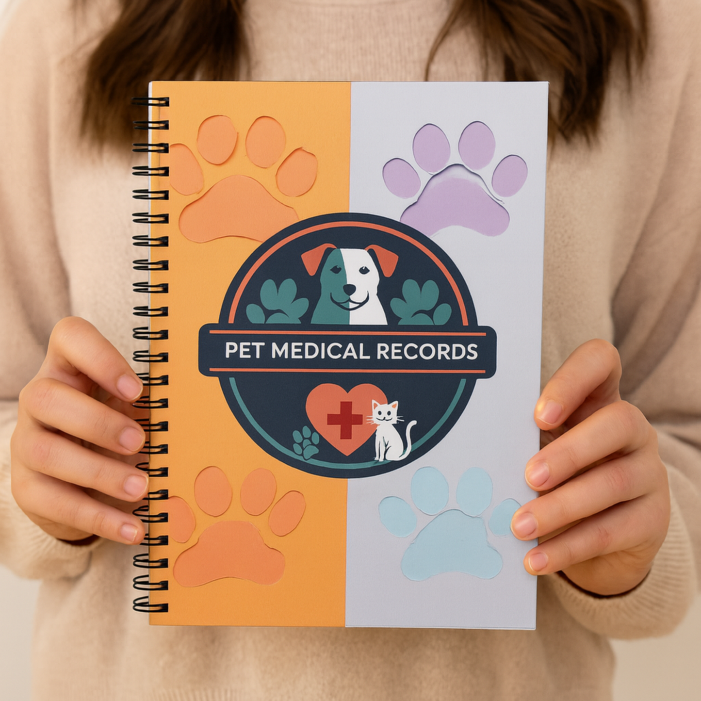 Journal Pet Medical Records Spiral Notebook for Dogs Cats Vet Visits Vaccination Log Animal Health Care Organizer