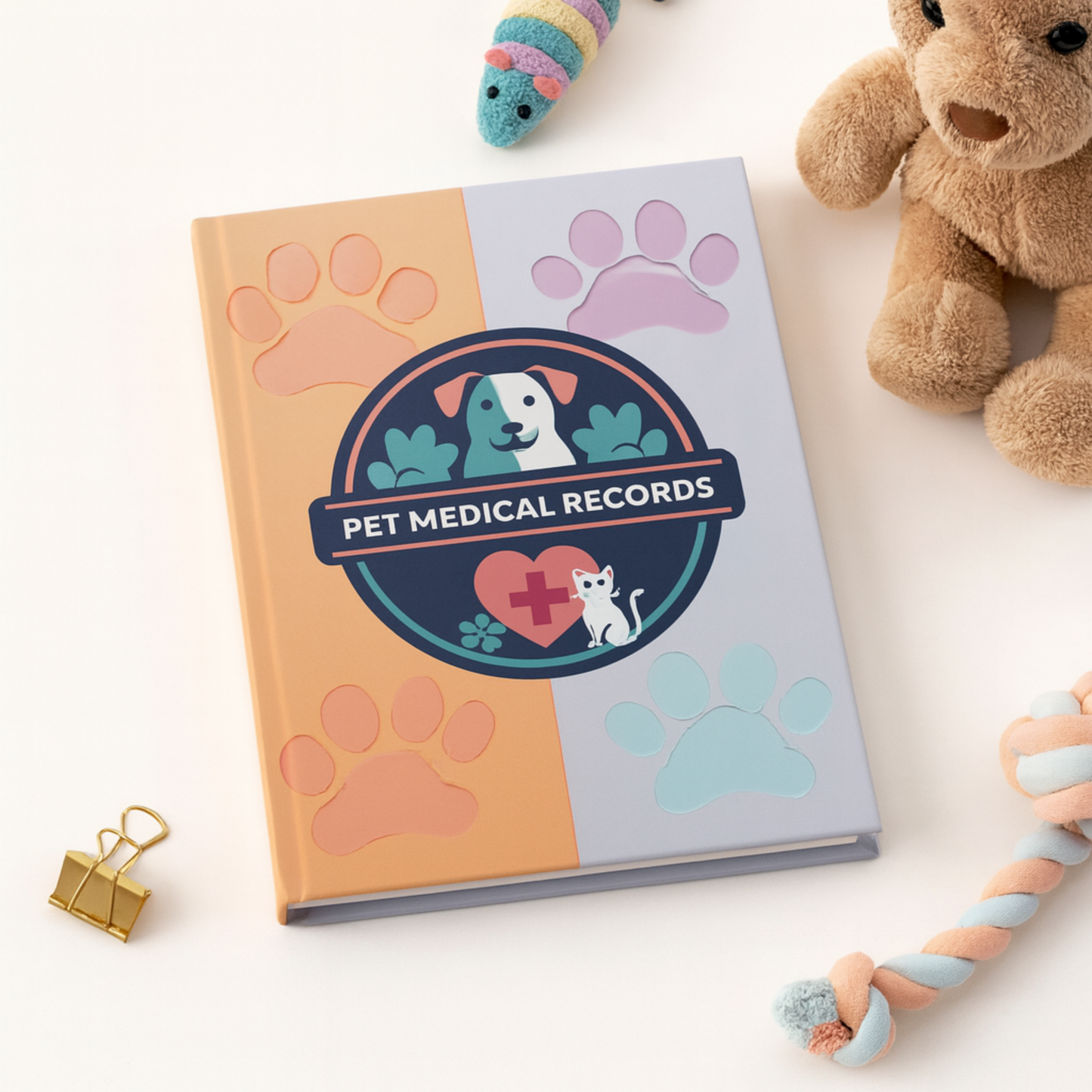 Journal Pet Medical Records Hardcover for Dogs Cats Vet Visits Vaccination Tracker Pet Health Log Animal Care Organizer