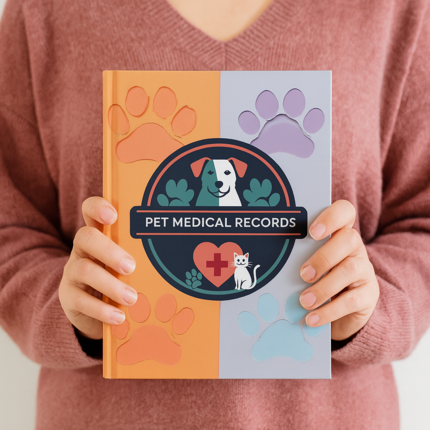 Journal Pet Medical Records Hardcover for Dogs Cats Vet Visits Vaccination Tracker Pet Health Log Animal Care Organizer