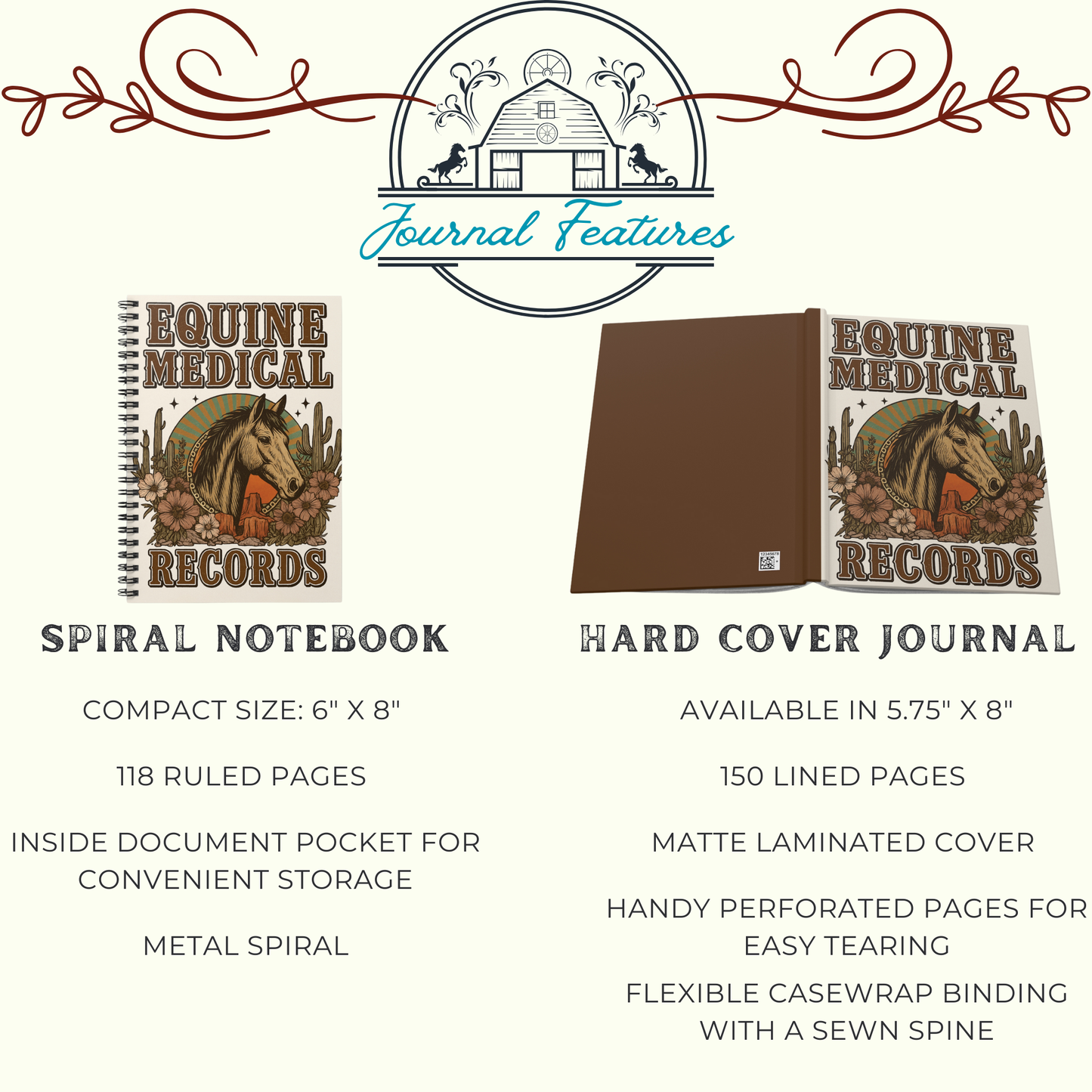 Journal Equine Medical Records Spiral Notebook Horse Health Log Vet Visit Vaccination Tracker Farrier Training Organizer