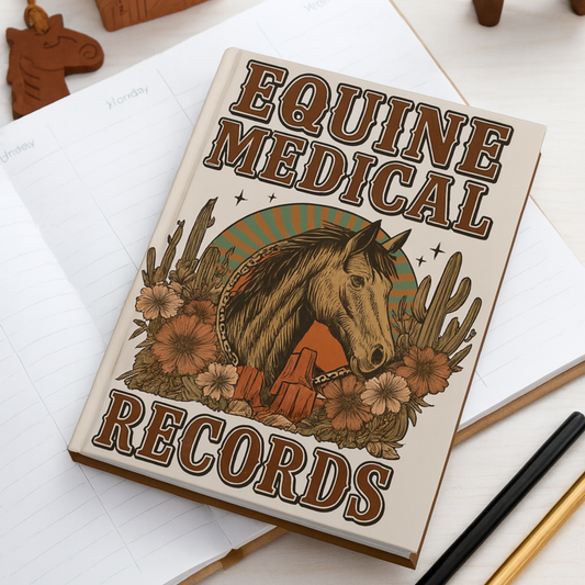 Journal Equine Medical Records Hardcover Horse Health Log Book Vet Visit Vaccination Record Farrier Training Organizer